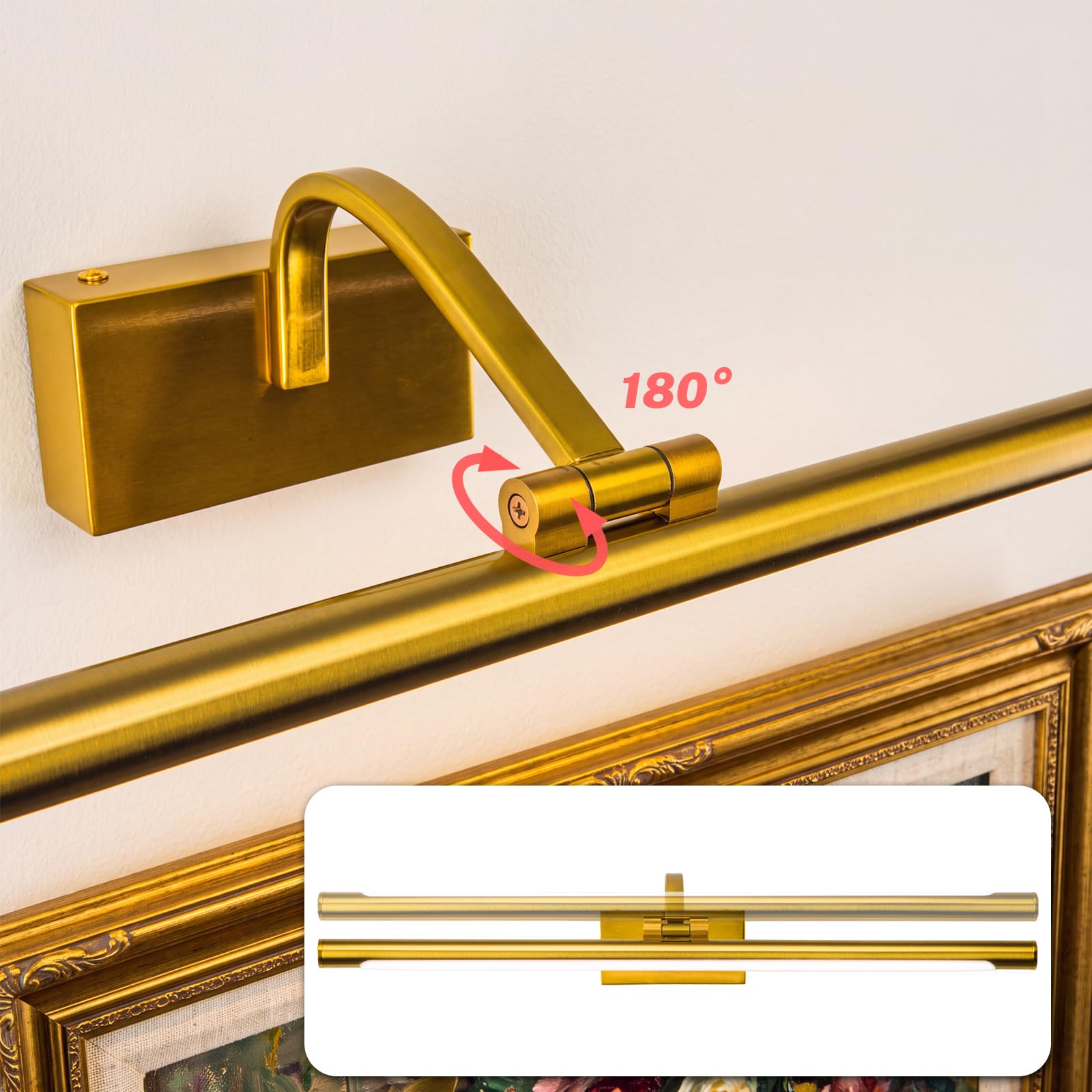 LED Luce per Specchio da Bagno Lampada per Specchio da Bagno, 3 Temperature di Colore Applique da Parete sopra lo Specchio, 60cm 12W IP44 630 Lumen, Oro Moderna Illuminazione Specchio Parete Lampada