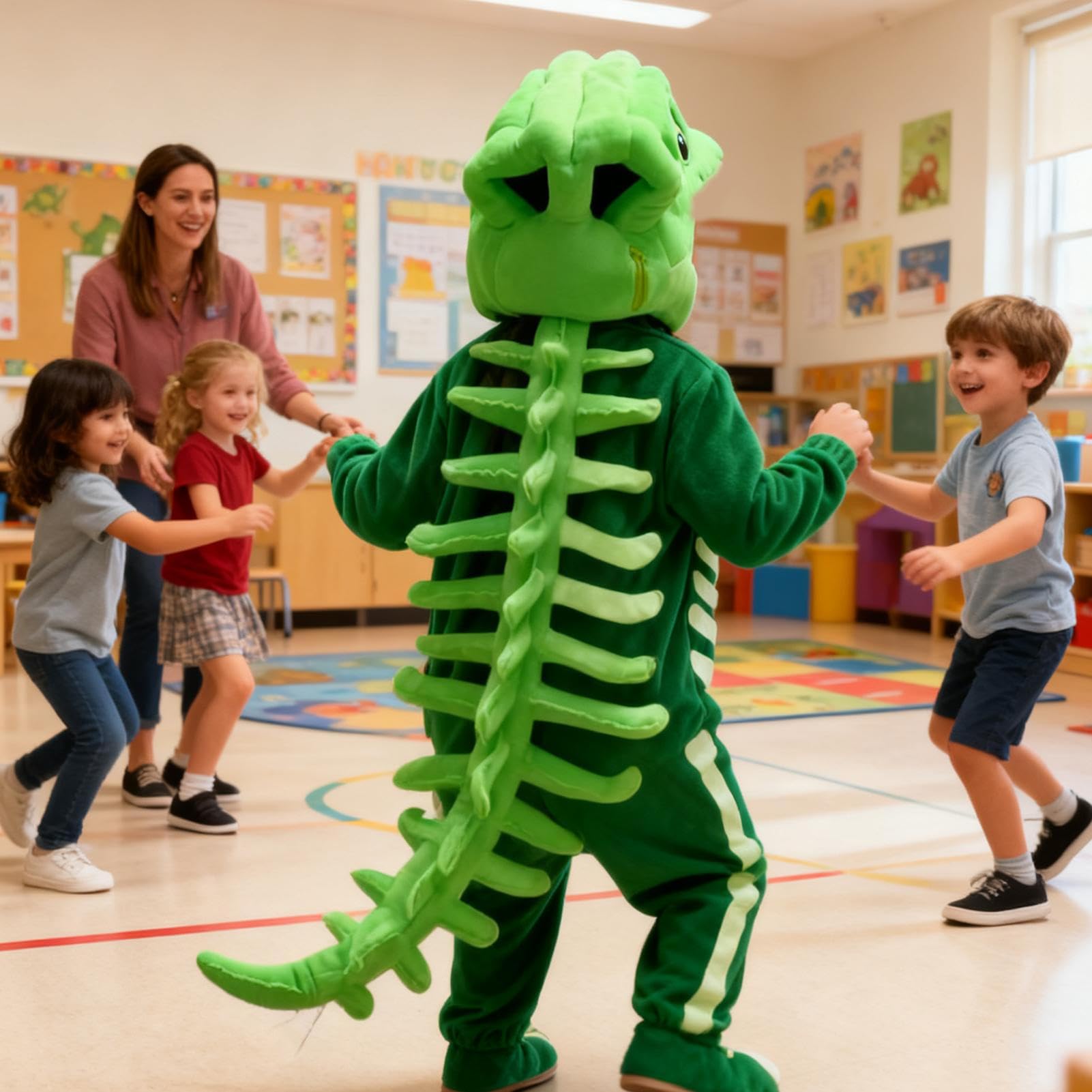Kostium szkieletu dinozaura dla dzieci | Strój do przebrania z efektami dźwiękowymi - strój na Halloween | dla dorosłych pokazy tematyczne imprezy tematyczne konwencje komiksowe nawiedzony dom