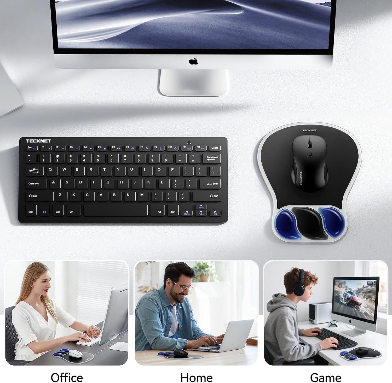 TECKNET Gel Mouse Pad with Wrist Rest for Relieve Wrist Pain Comfortably