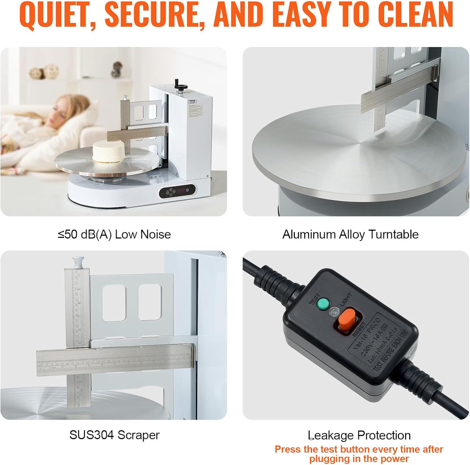 VEVOR Cake Decorating Machine, Cake Cream Spreading Coating Smearing Machine, Low Noise Cake Frosting Machine, Turntable with Adjustable Scraper, for 4" to 16" Cake, 25-320RPM Rotating Speed, White