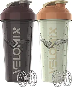 -2 Pack- 28 oz Protein Shaker Bottles for Protein Mixes - 2x Wire Whisk | Leak Proof Shaker Cups for Protein Shakes | Protein Shaker Bottle Pack | Shakers for Protein Shakes-Mixed Color