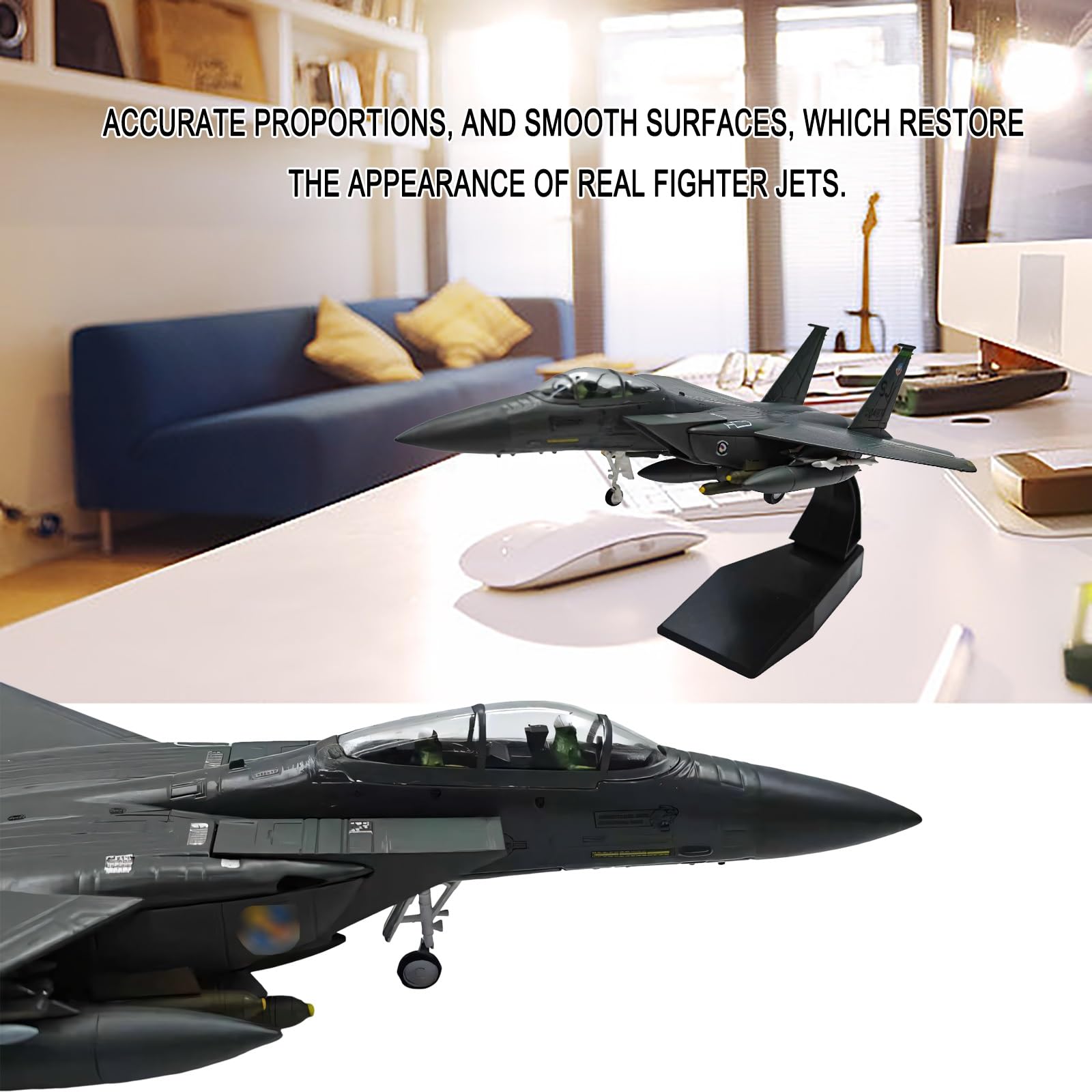 Modello aereo militare F-15E Strike Eagle preassemblato in lega pressofusa in scala 1:100 - Display statico collezione for appassionati aviazione, decorazione scrivania for fotografia