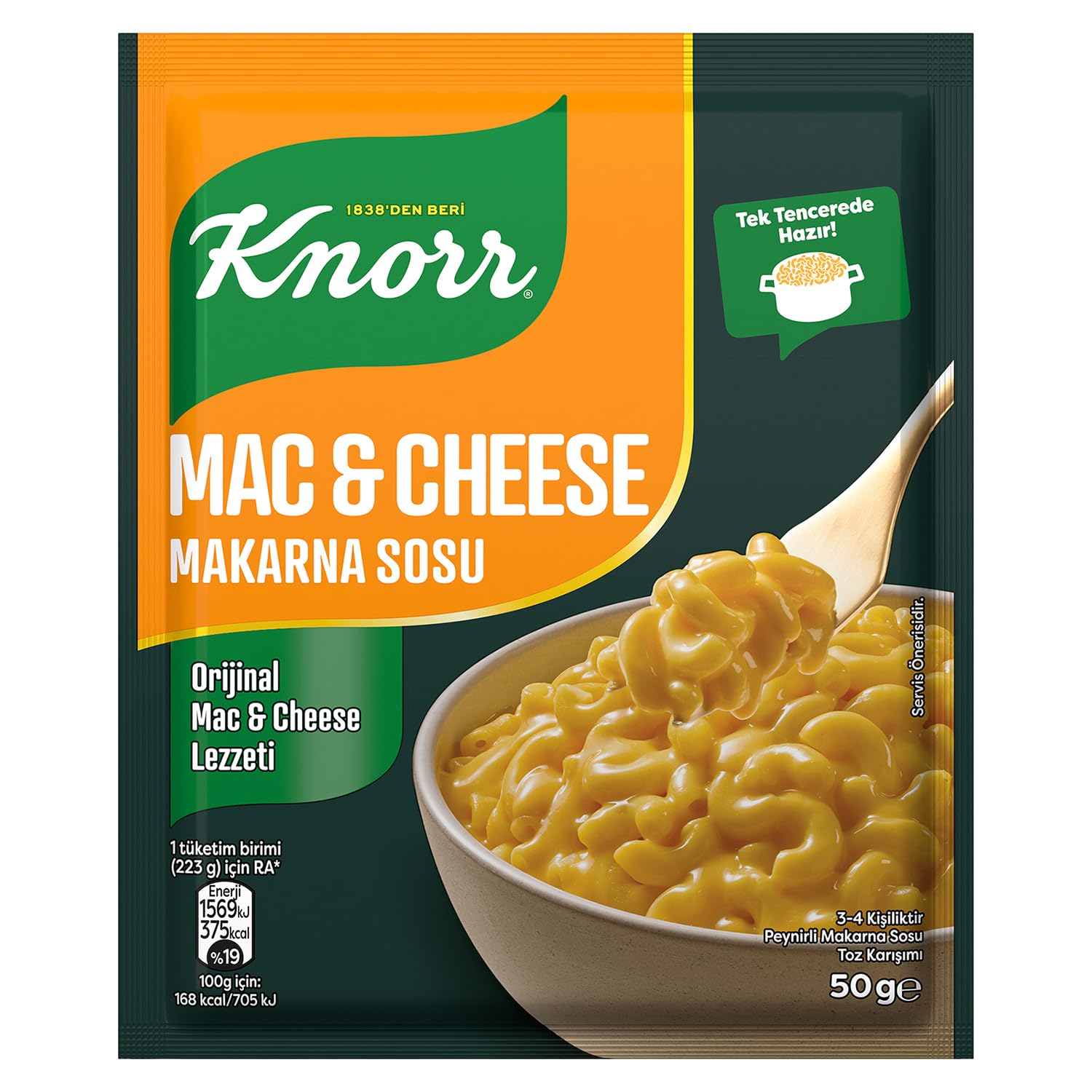 Knorr Mac & Cheese Makarna Sosu Orijinal Mac & Cheese Lezzeti, 50 Gram