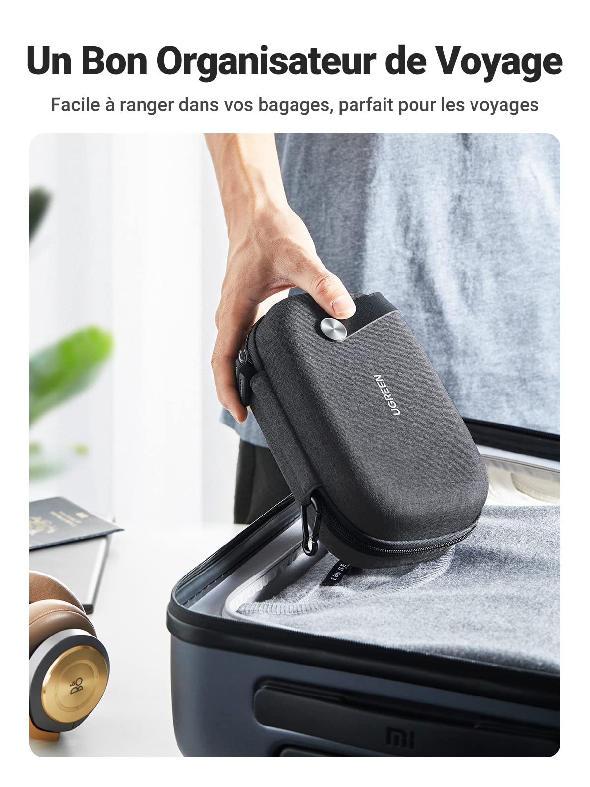 UGREEN Sac Rangement Accessoires Électroniques Pochette Câble Étanche Voyage Antichoc Organisateur Noir