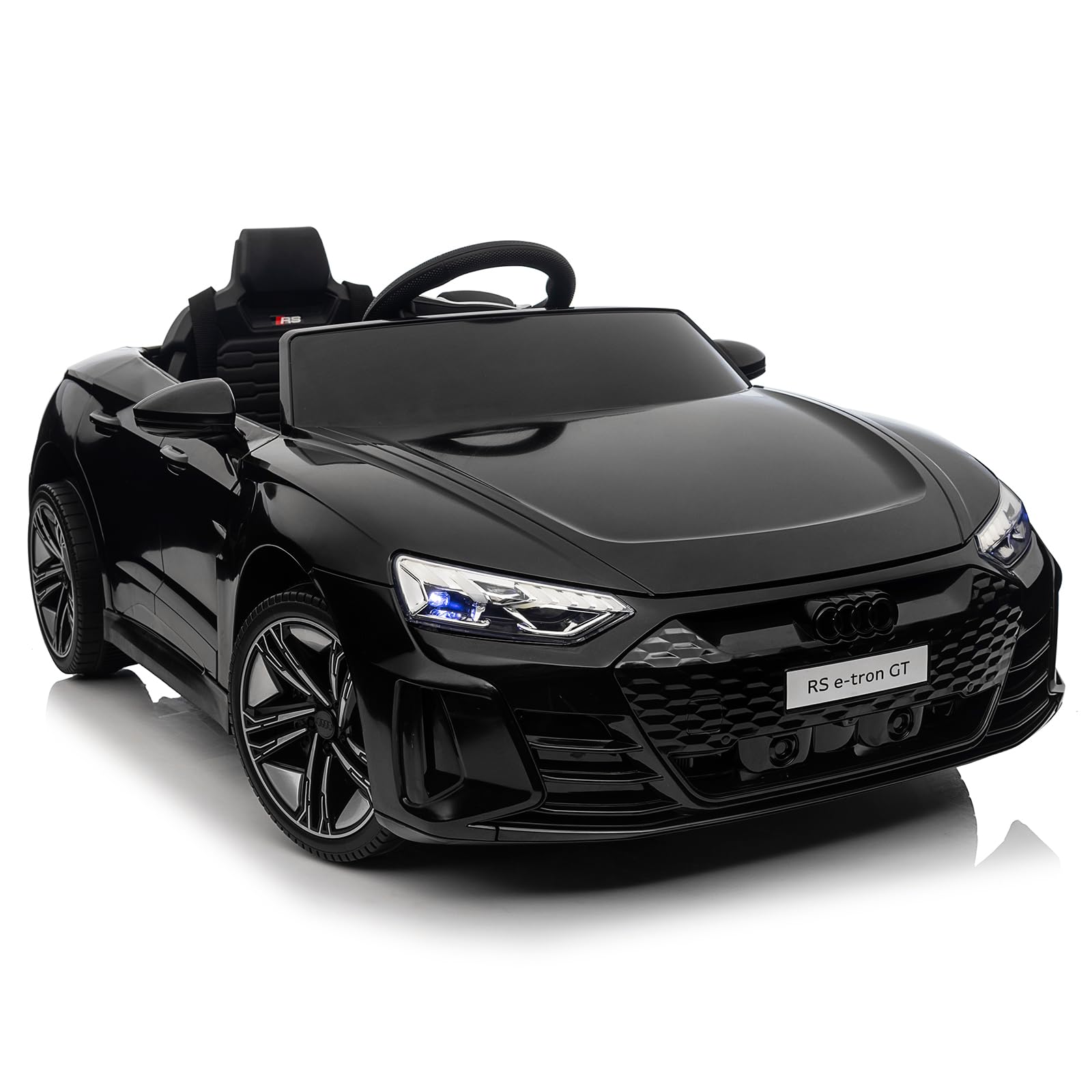 Bonnlo Kinder Elektroauto Audi TT RS e-tron GT, Elektro Kinderauto für Kinder mit 2,4 GHz Fernbedienung, Batterie 12V - 4.5A (Schwarz)