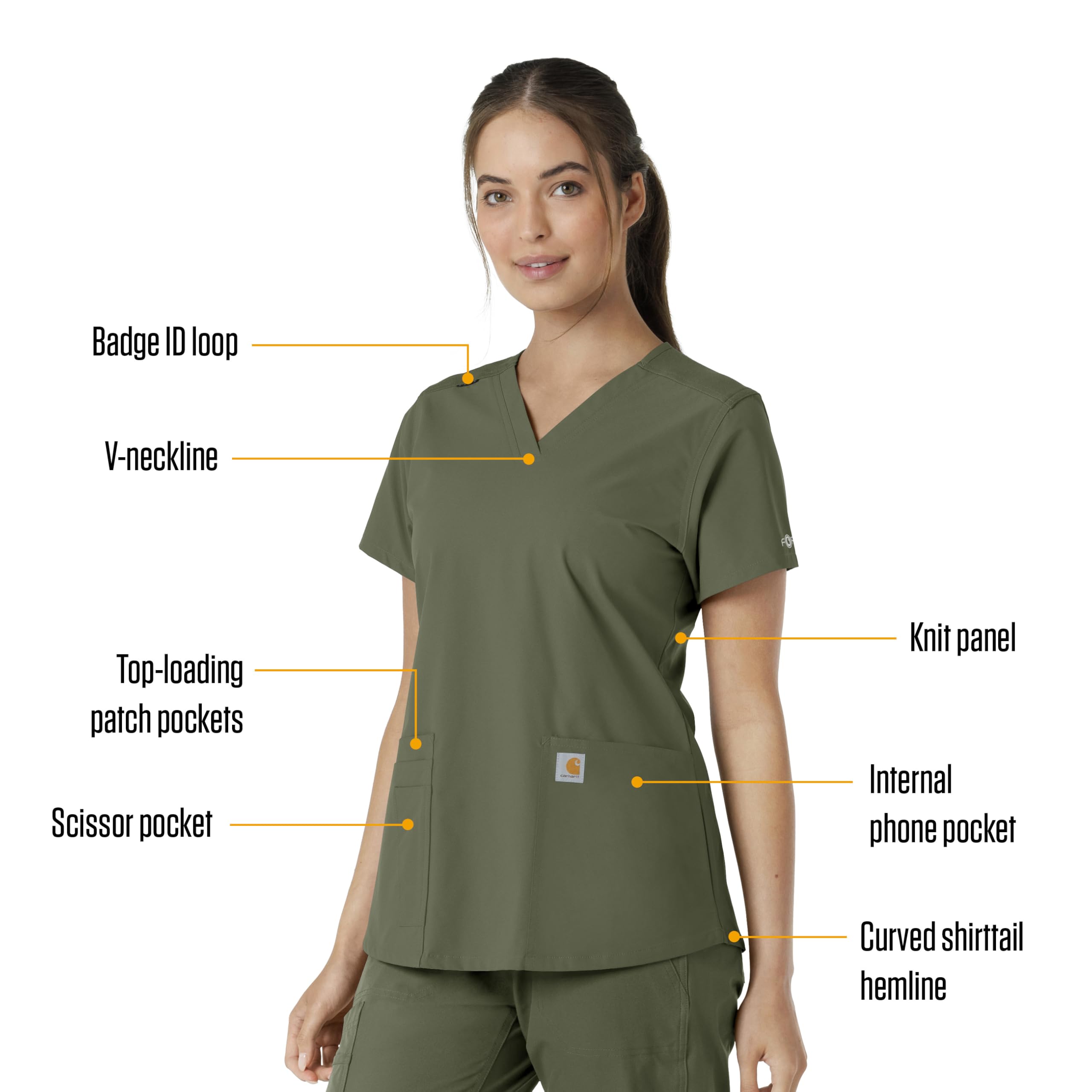 Carhartt Damski top z dzianiny z dekoltem w serek (1 szt.), Oliwka, XXL
