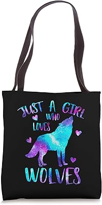 Just a Girl Who Loves Wolves Galaxy Space Cute Wolf Lover Tote Bag