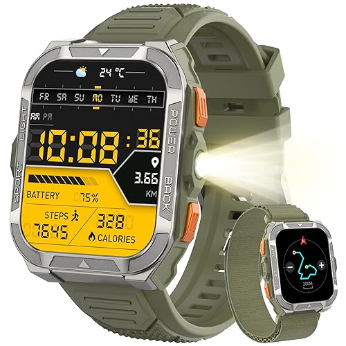 Blackview Reloj Inteligente Hombre Militar - GPS, Linterna, Brújula, AI, 1.91" Smartwatch Hombre con 100+ Modos Deportivos, Llamadas/Notificación, Pulsómetro/Oxímetro/Sueño, Pulsera Actividad, Verde - Chollo en Electrónica
