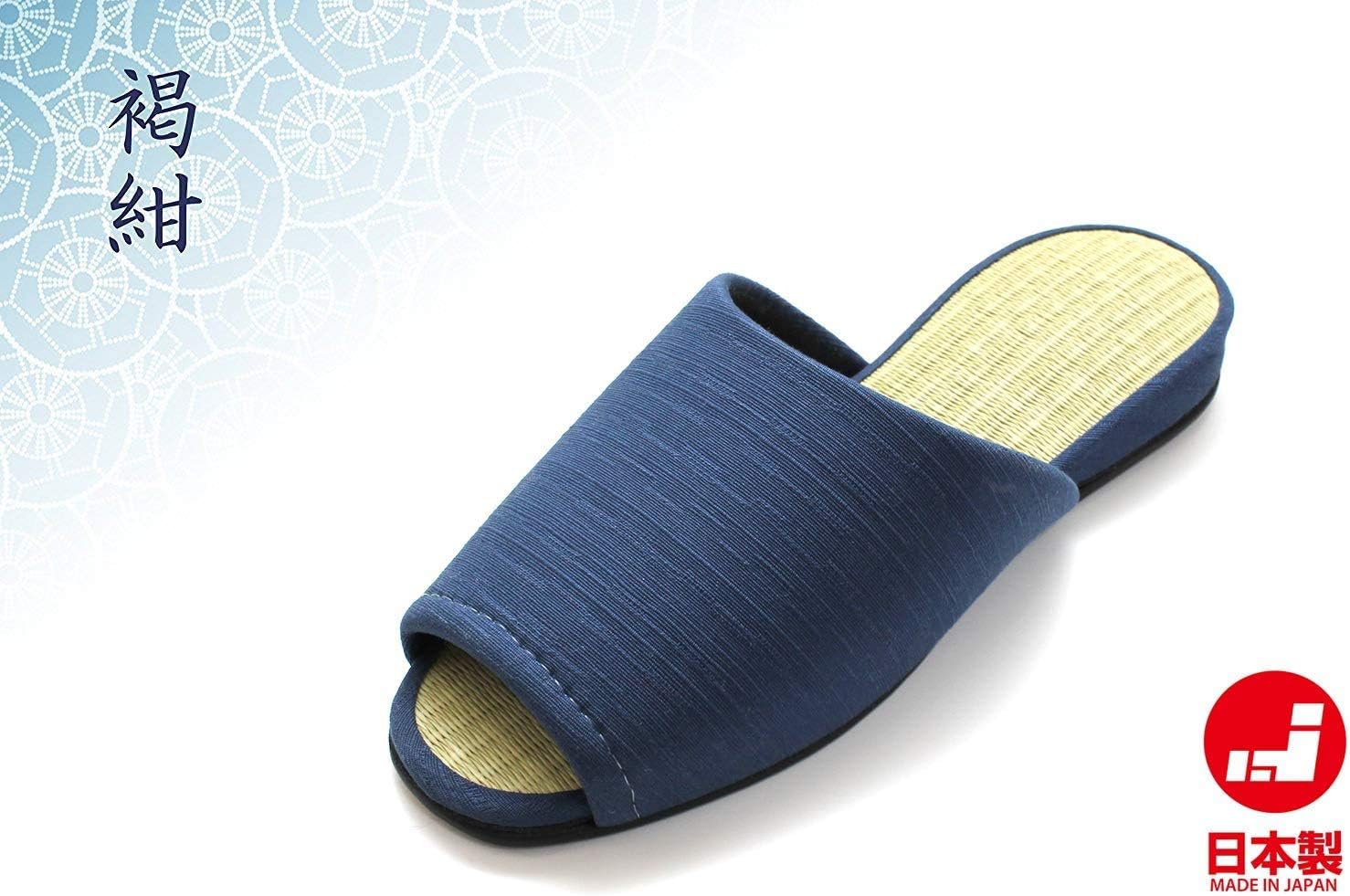 日本製畳中室内履きスリッパ メンズ レディース ネイビーブルー M 約22cm 約24cm 数量は多い