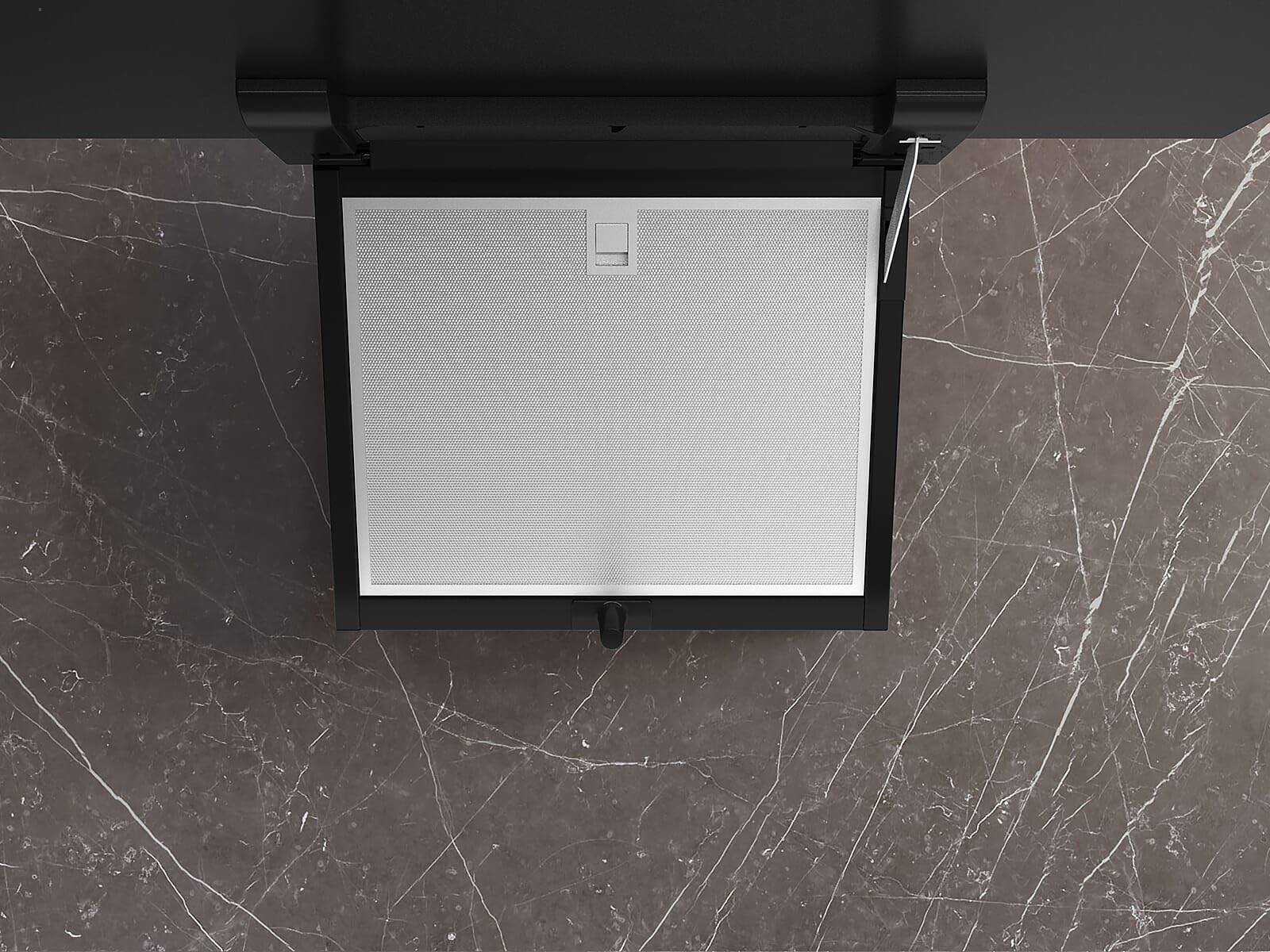 Brandt LC87KFN60 Hotte de Cuisine Noir Inox Montage l'île 3 Vitesesses 768 m³/h 56 dB Mesh Filtre LED