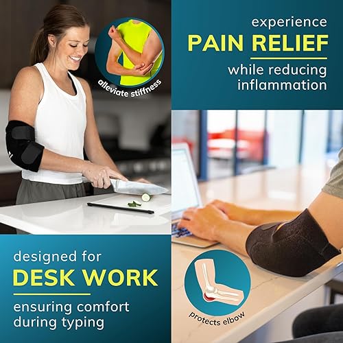 Miniatura 5 de BraceAbility Codera para bursitis  Envoltura de compresión para brazo con cojín de apoyo suave acolchado para dolor de articulaciones olecranon,
