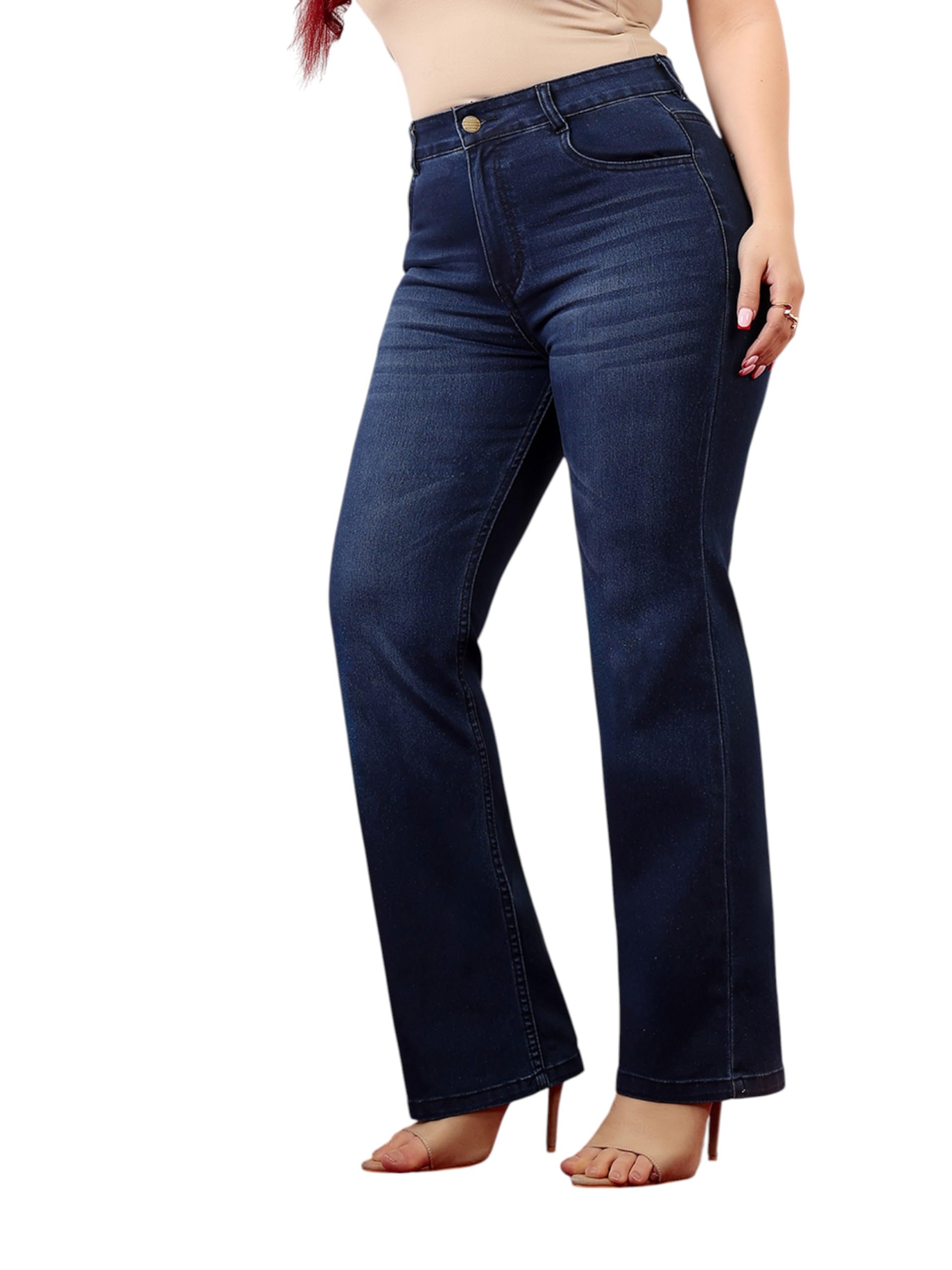 miss chase a+ Women's High Rise Regular-Length Stretchable Denim Wide-Leg Shaping Jeans-picture-37