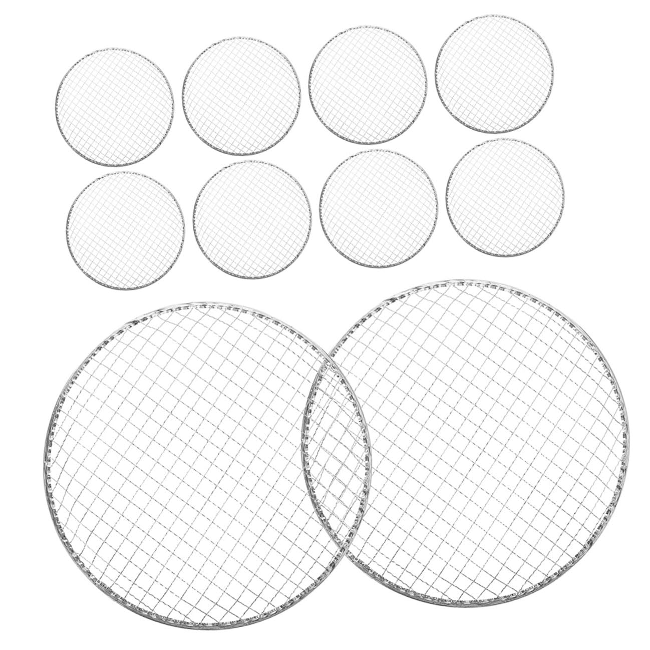 Cuisson ronde jetable pour barbecue Anneome | 10 mailles portables pour grillades et camping