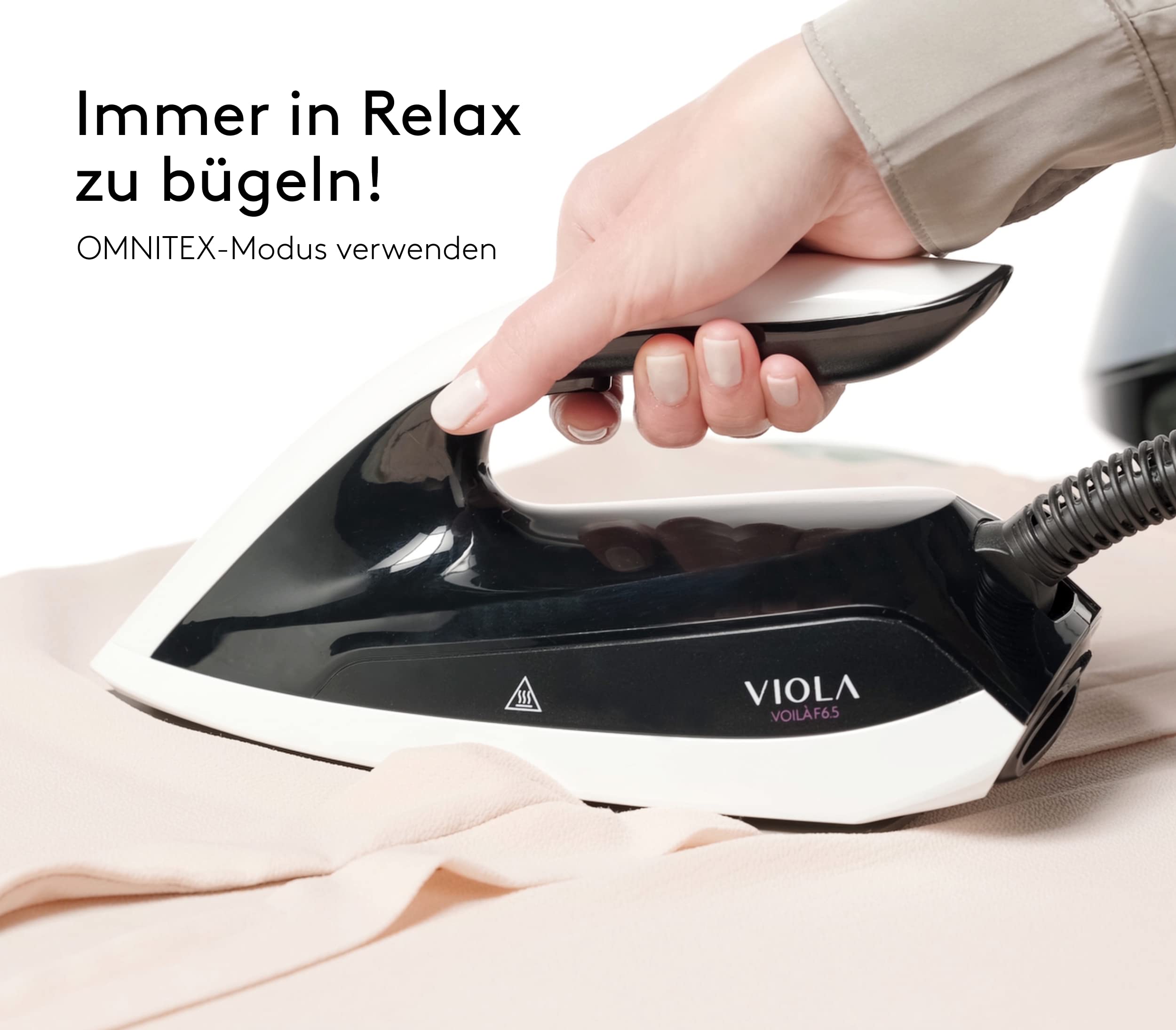 VIOLA Voilà Dampfbügelstation, 6,5 Bar, Display Touch Screen, 1,7-Liter-Wasserbehälter, Kontinuierlicher, Schwarz