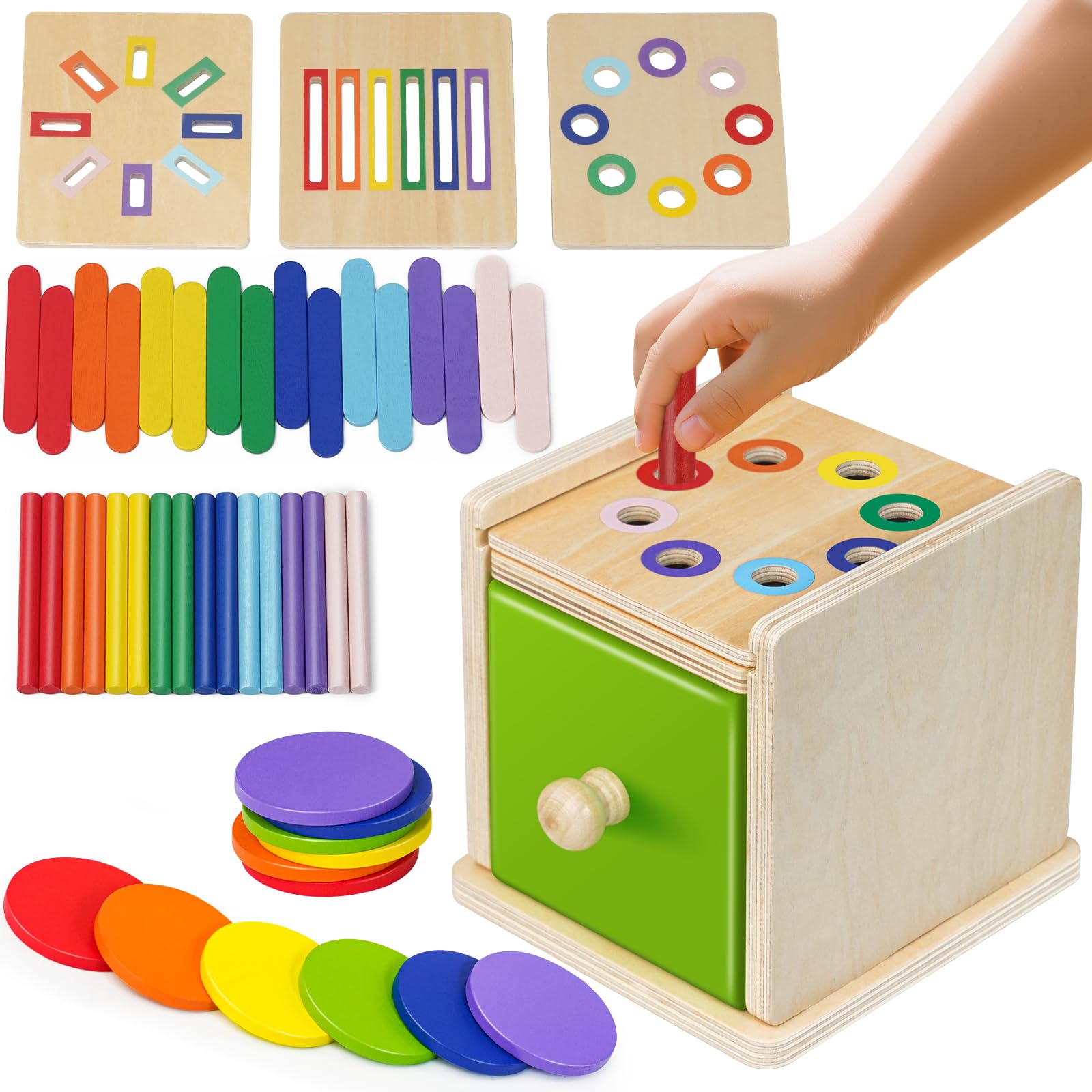 Hzozozo Juguetes Montessori 1 2 3 Años, 3 en 1 Juguetes Niños 1-3 Años Juegos Educativos Niños 2 1 3 Años Juguete Sensoriales Regalo Niño 1-2 Años Juguetes de Madera para Actividades y Desarrollo