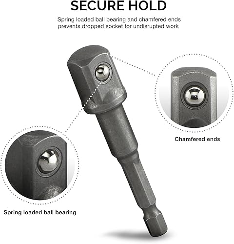 Miniatura 3 de Juego de adaptadores de enchufe de impacto para taladro, 14 38 12 pulgadas, juego de brocas de extensión de grado de impacto con soporte, llave de