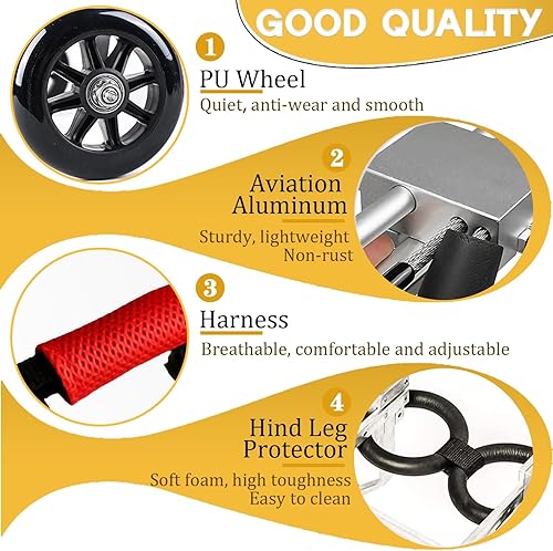 Miniatura 4 de Silla de ruedas para perros para patas traseras, carritos ajustables para perros con ruedas, silla de ruedas pequeña para perros con patas traseras