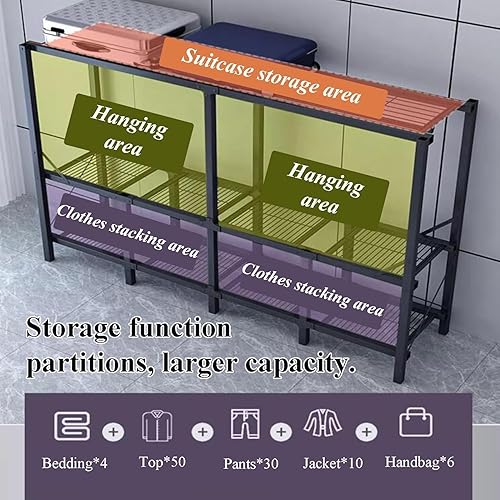 Miniatura 5 de large closets Portable Wardrobe Closet with Hanging Areas Metal Steel Closet Clothes Closet for Bedroom Hanging Foldable Wardrobe Closet