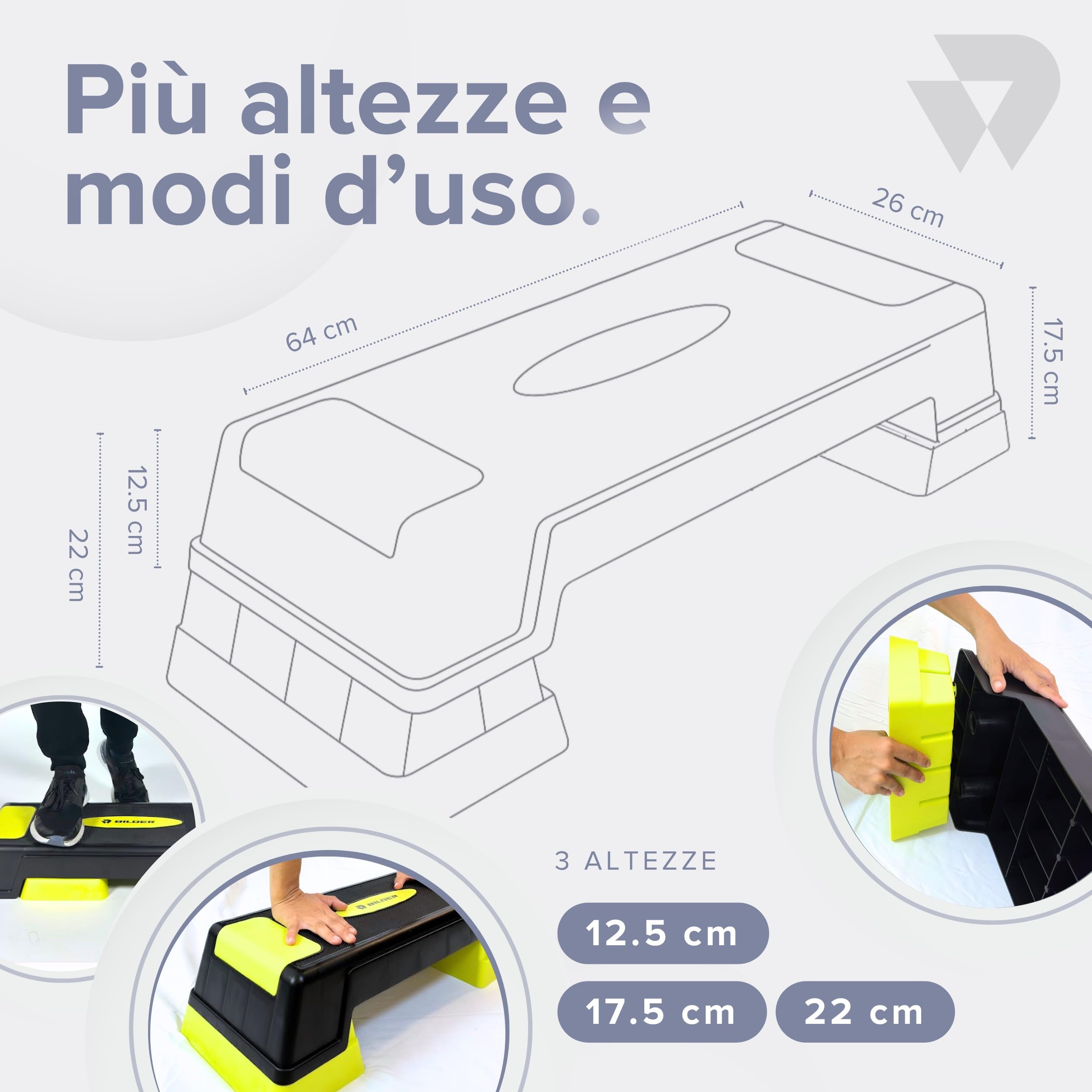 Stepper per Allenamento Aerobico e di Equilibrio, Fitness Casa Palestra Antiscivolo, Altezza Regolabile