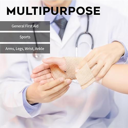 Miniatura 6 de Vendaje de compresión con cierre automático y clips adicionales, 2 x 3 pulgadas, 2 x 4 pulgadas, vendaje sin látex para deportes, cuidado de heridas