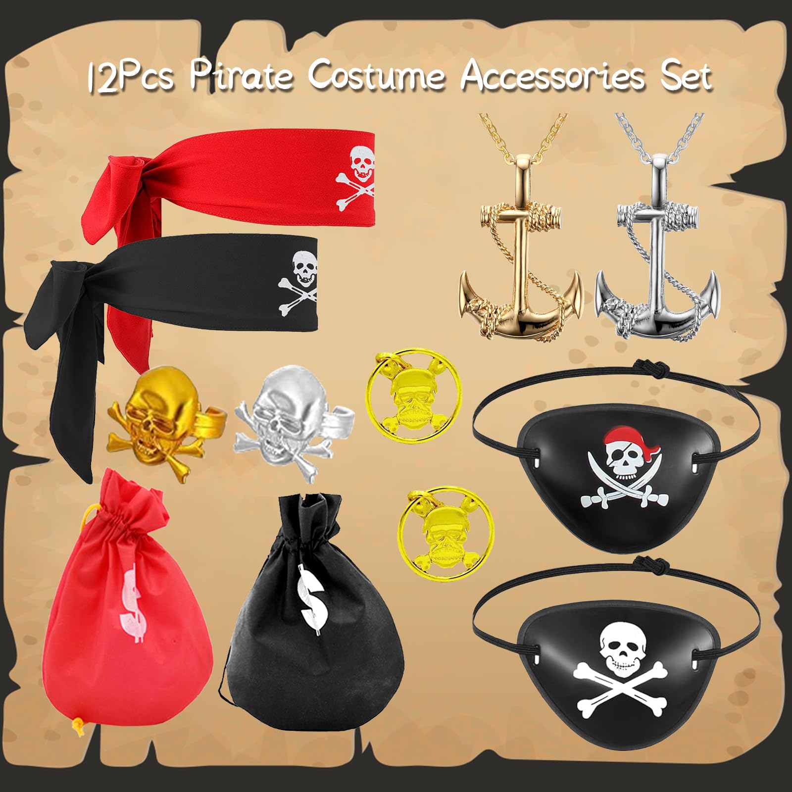 12 PCS Pirate Accessories Adult Set - Image 3