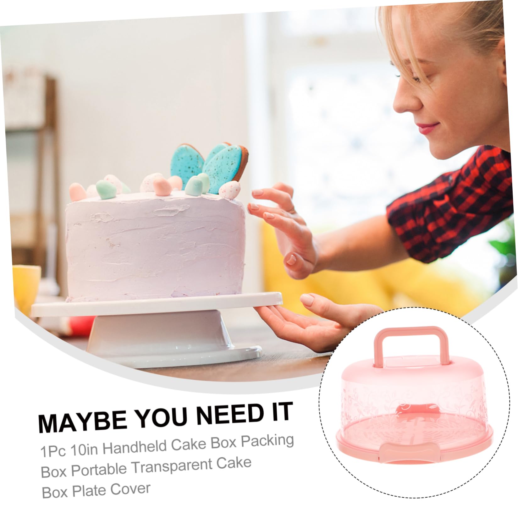 STOBAZA 1Pc Portable Cake Storage Box with Handle Cake Packaging Container for Desserts Cookies and Pies Lightweight and Easy to Carry for Parties and Events