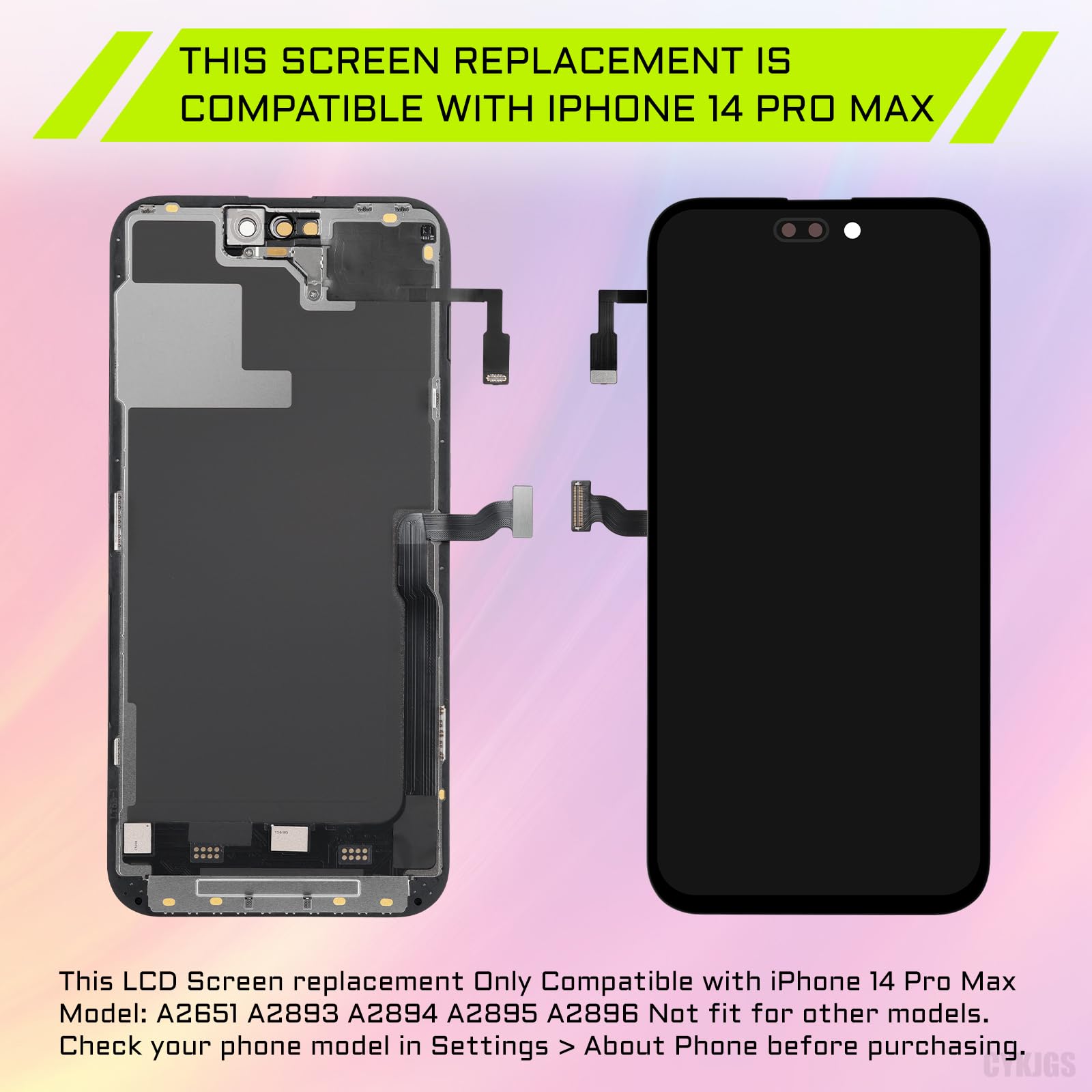 Amazon.com: CYKJGS for iPhone 14 Pro Max Screen Replacement with