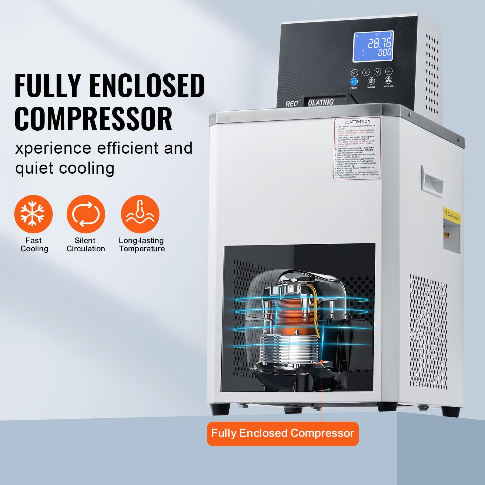 Happybuy 6L Laboratory Chiller Circulator, 23°F-212°F Cooling Pump Chiller, LCD Display, 304 Stainless Steel Recirculating Water Bath, Lab Use