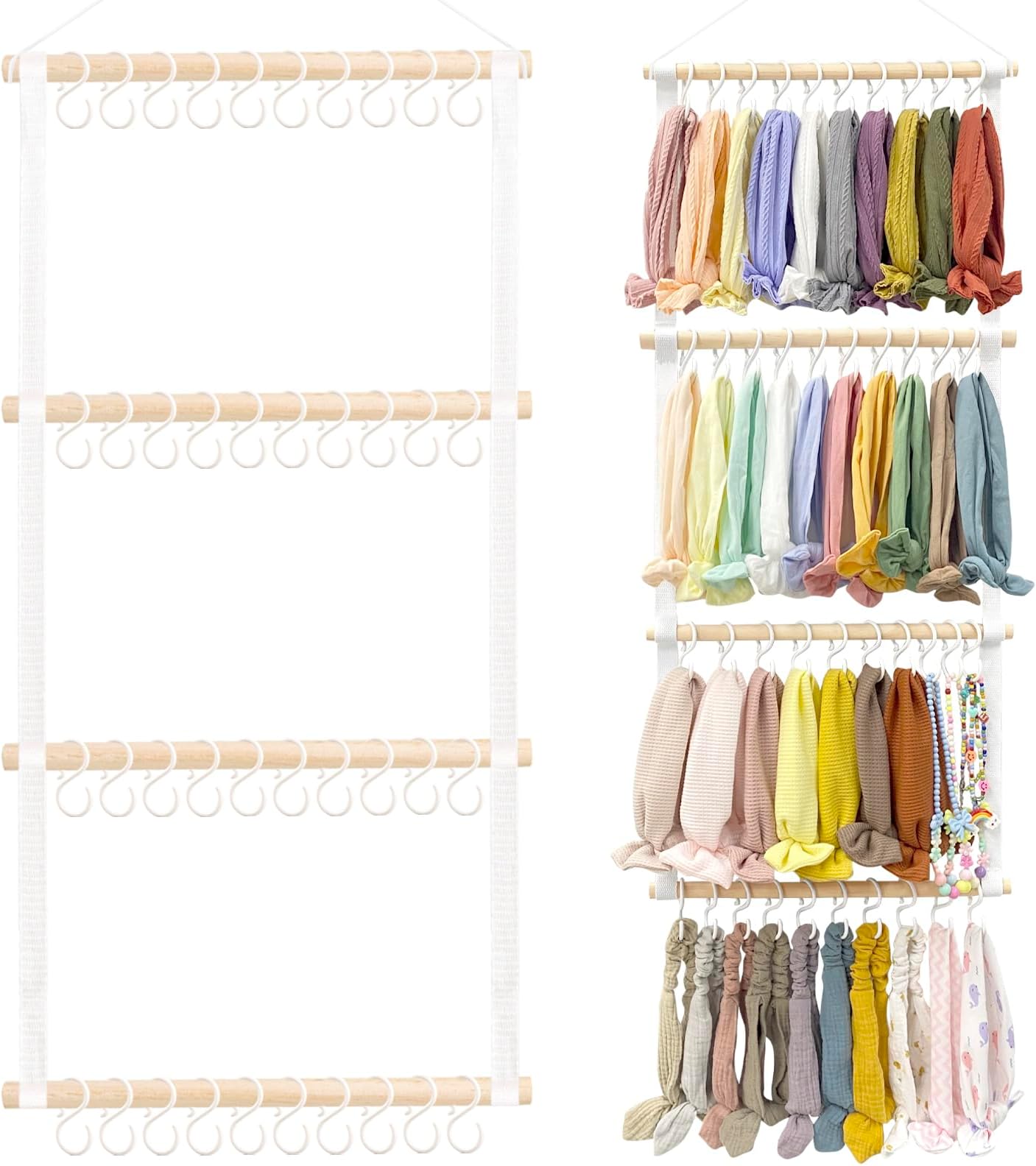 POVETIRE Headband Holder Hair Bows Organizer for Girls, Baby Hair Accessories Organizer Storage Wall Hanging Decor for Toddler Girls Room