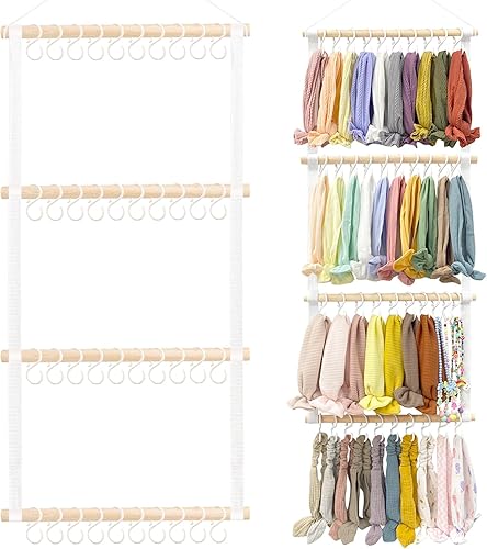 POVETIRE Soporte para diadema organizador de lazos para el cabello para niñas, accesorios para el cabello de bebé, organizador de almacenamiento