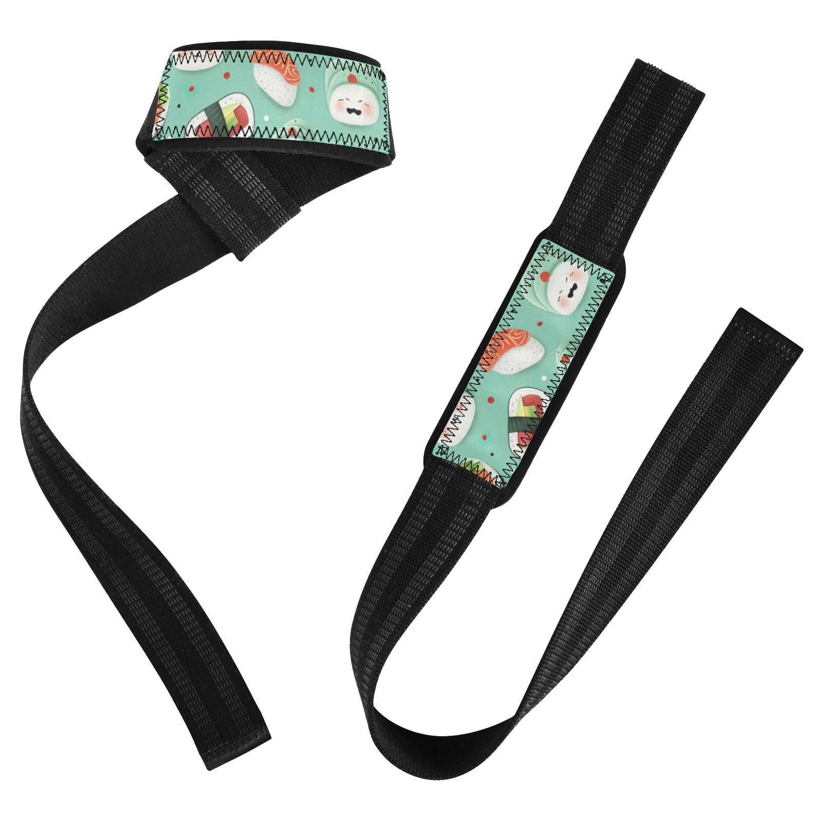 Nander Cute Cartoon Sushi Wrist Straps for Weightlifting,Lifting Straps with Neoprene Cushioned Wrist Padded and Anti-Skid Silicone for Strength Training,Bodybuilding,Deadlifting