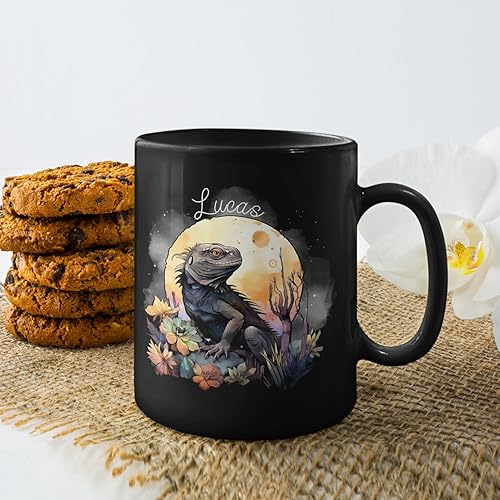 Miniatura 6 de Taza de cerámica de Iguana colorida personalizada, taza de café negra de iguana, taza de café de animales, regalos para cumpleaños, taza de té de