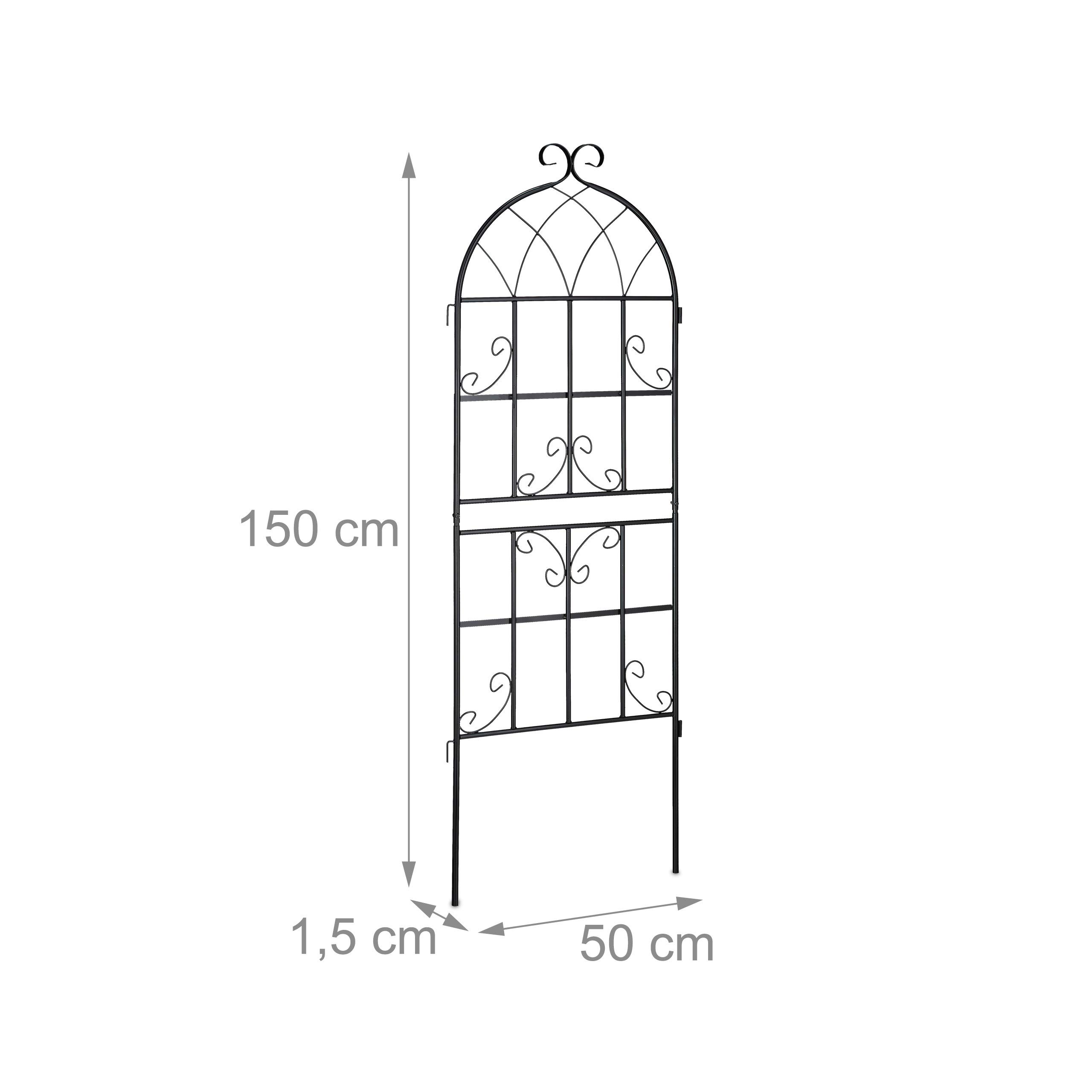 Relaxdays Treillis de Jardin, métal, Lot de 2, à Planter, tuteur pour Plantes grimpantes, 150 x 50 cm, Noir