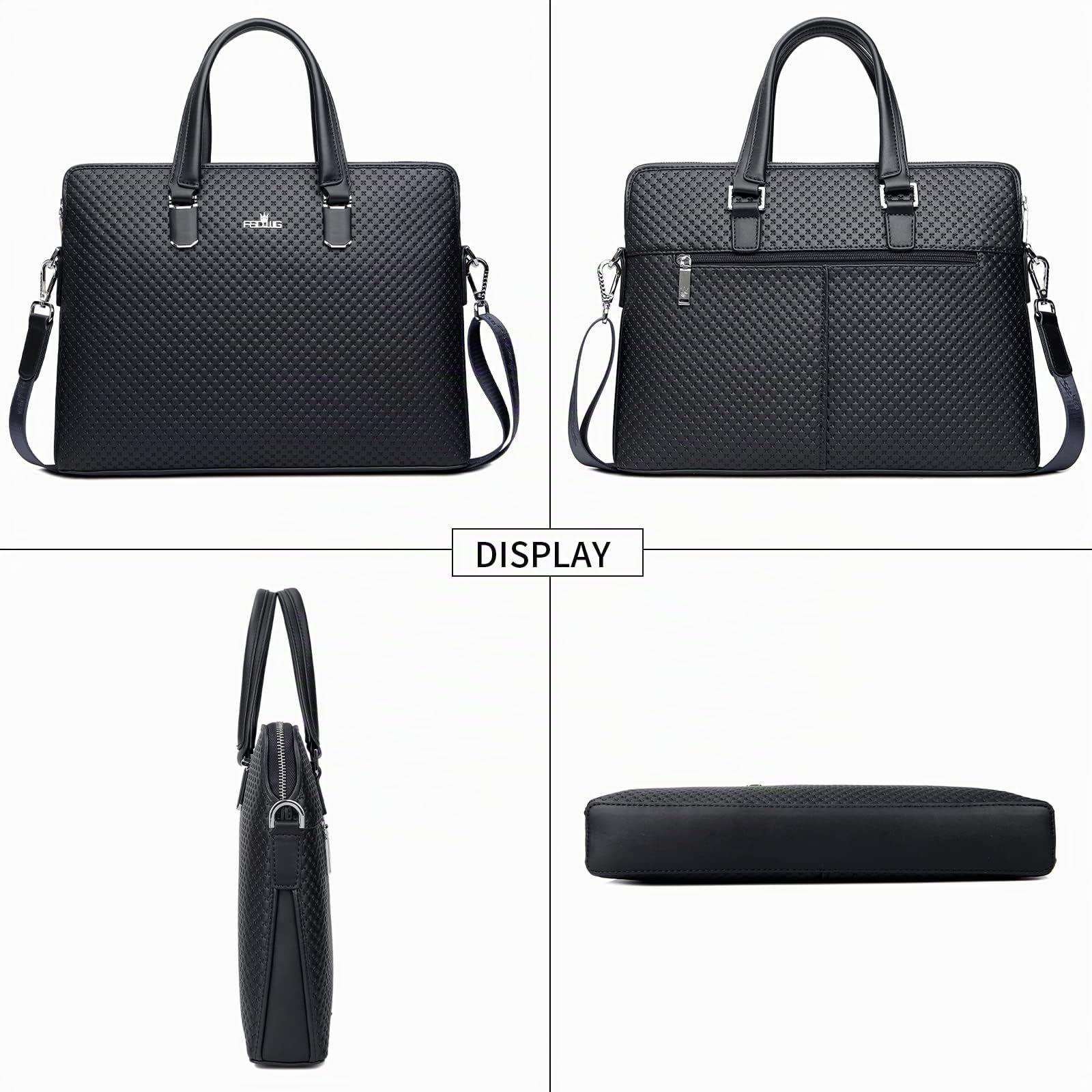 FSD.WGBusiness Bag Borsa in pelle Borsa da Affari per Computer Portatile Borsa da Uomo nero Large