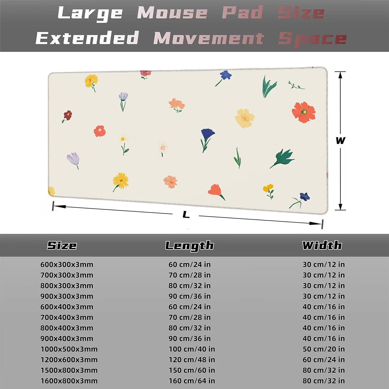 Prosta podkładka pod mysz 1600 x 800 mm podkładka pod mysz kwiatowa duża japońska podkładka pod mysz antypoślizgowa gumowa podstawa powierzchnia ze szwami na krawędziach mata biurkowa do dekoracji