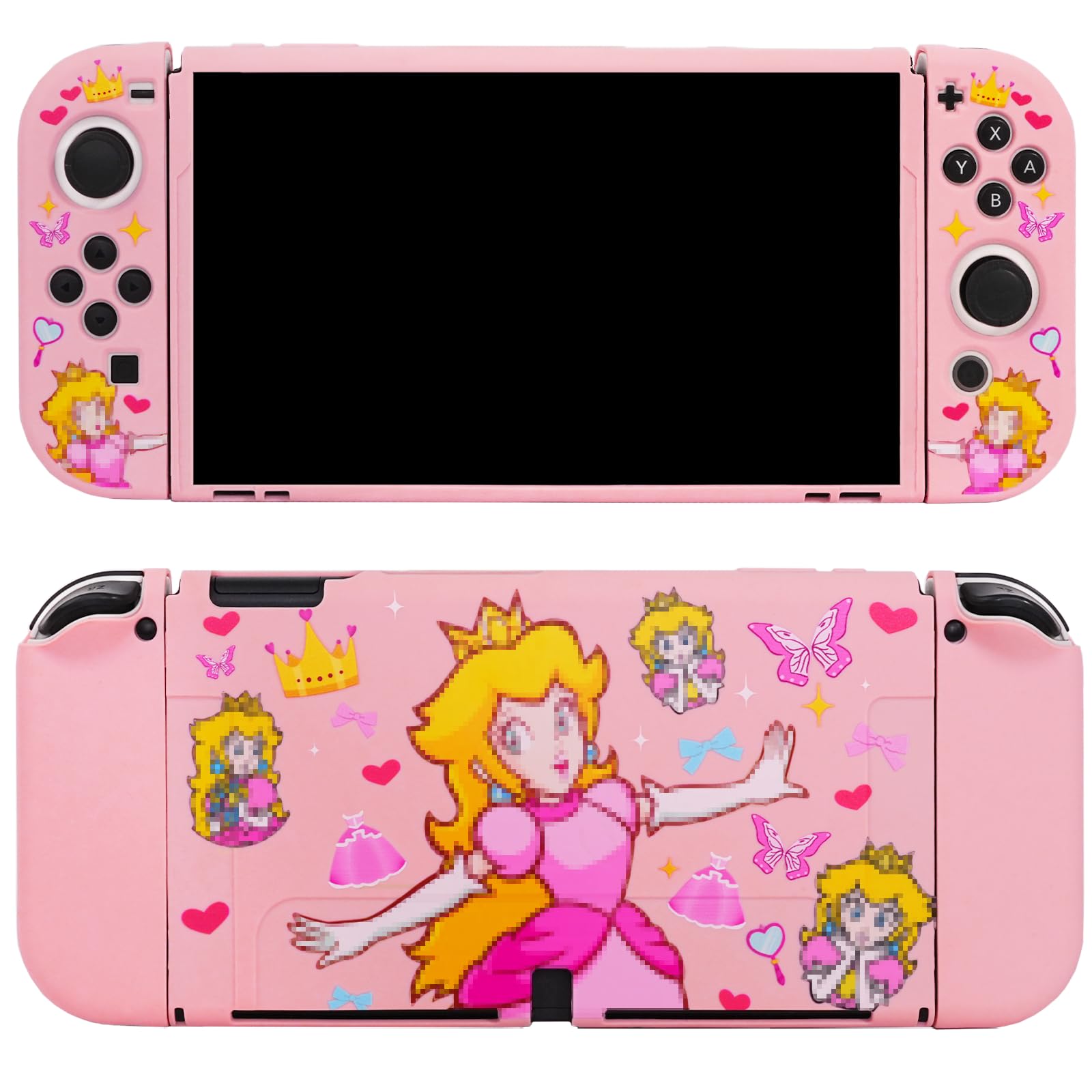 TIKOdirect Dockable Case Compatible with Switch OLED 2021, Cute Protective Soft Cover Full Protection for Switch OLED and Joy-Con Controller, Pink Princess