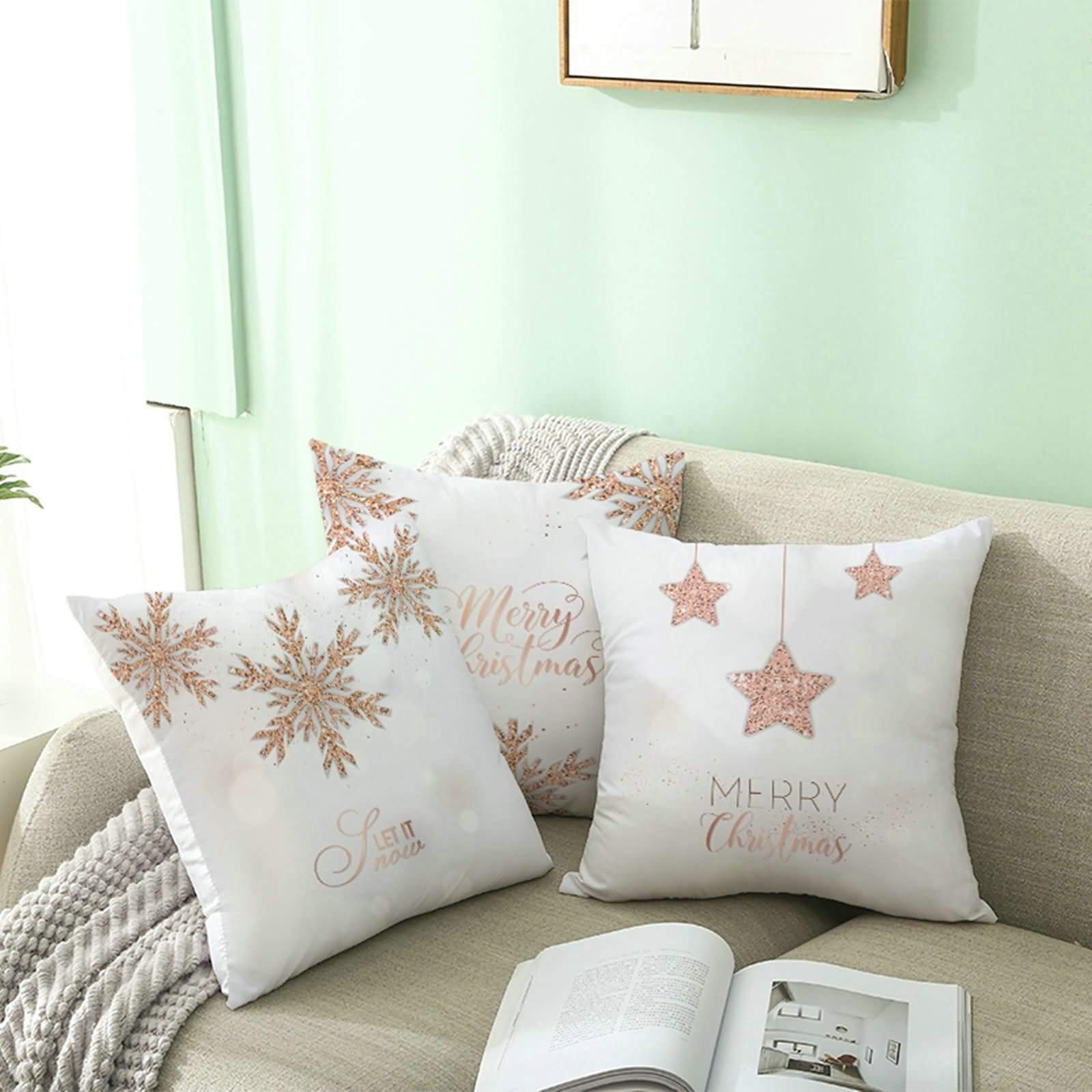 Federa per cuscino per bambini, 5 pezzi di Natale per bambini personalizzati Ball Star Tree 50 x 50 cm Decorazioni natalizie per soggiorno