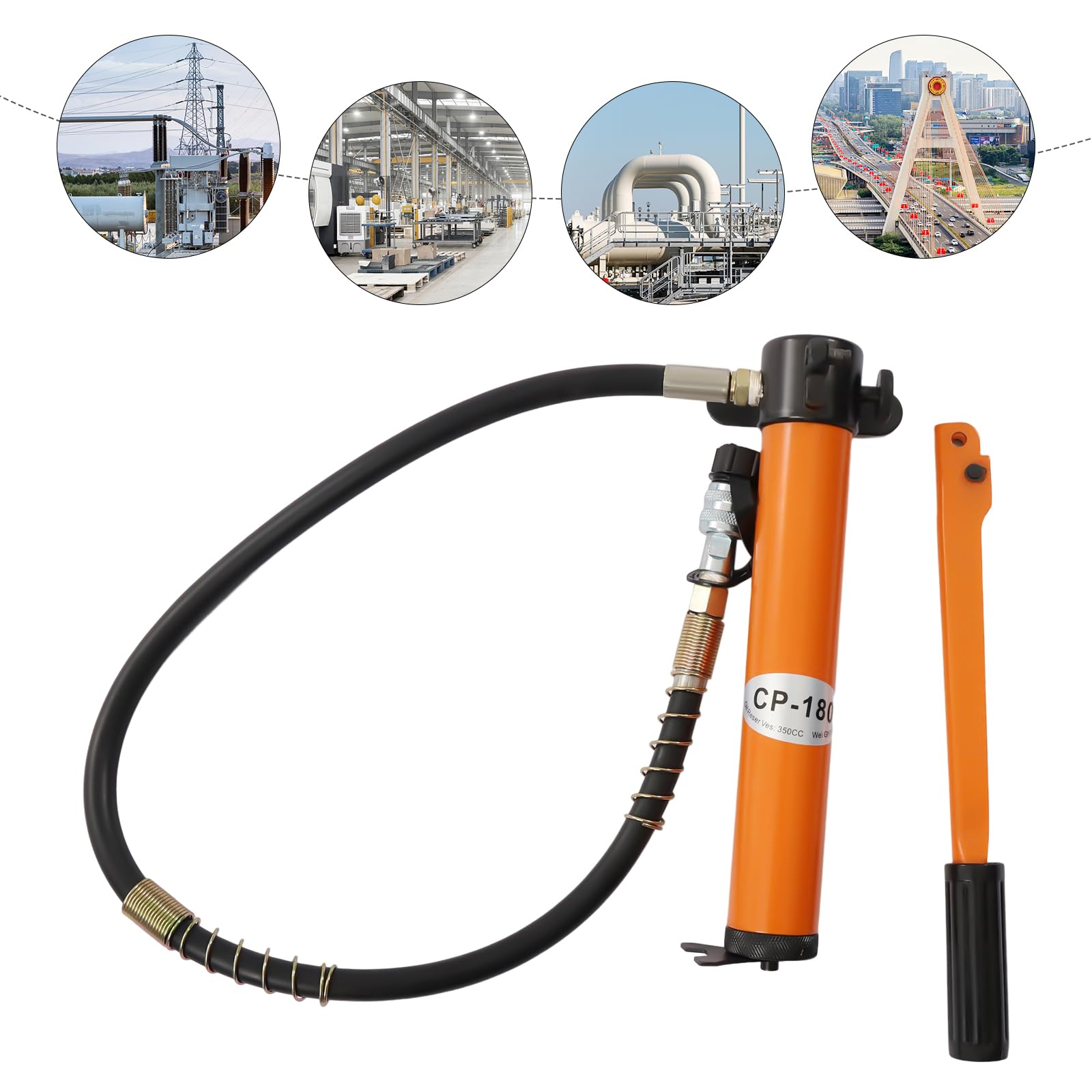 Pompe hydraulique manuelle - Presse hydraulique 70 Mpa CP-180 - Réserve d'huile 350 cc - Ergonomique - Compact et léger