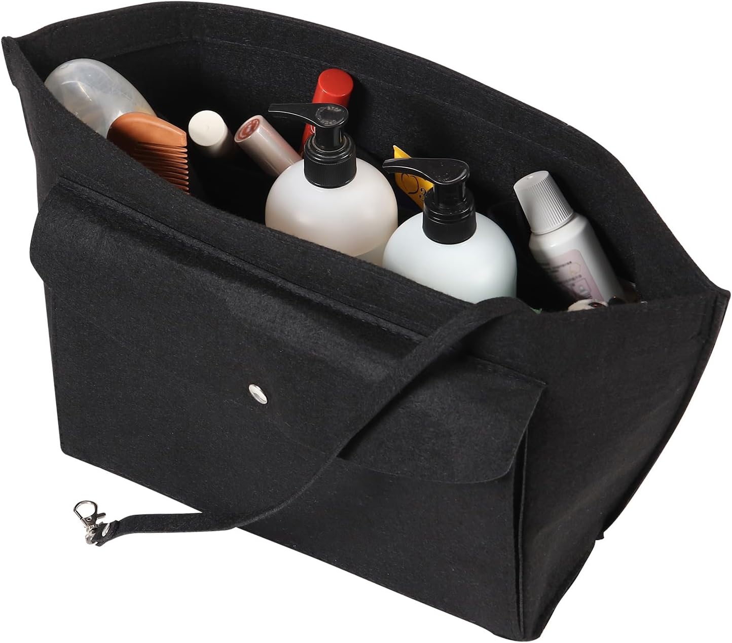 CskunxiaPurse Organizer Insert for Handbags, Multi-Pocket Felt Handbag Insert Tote Bag Travel Makeup Organizer, Black