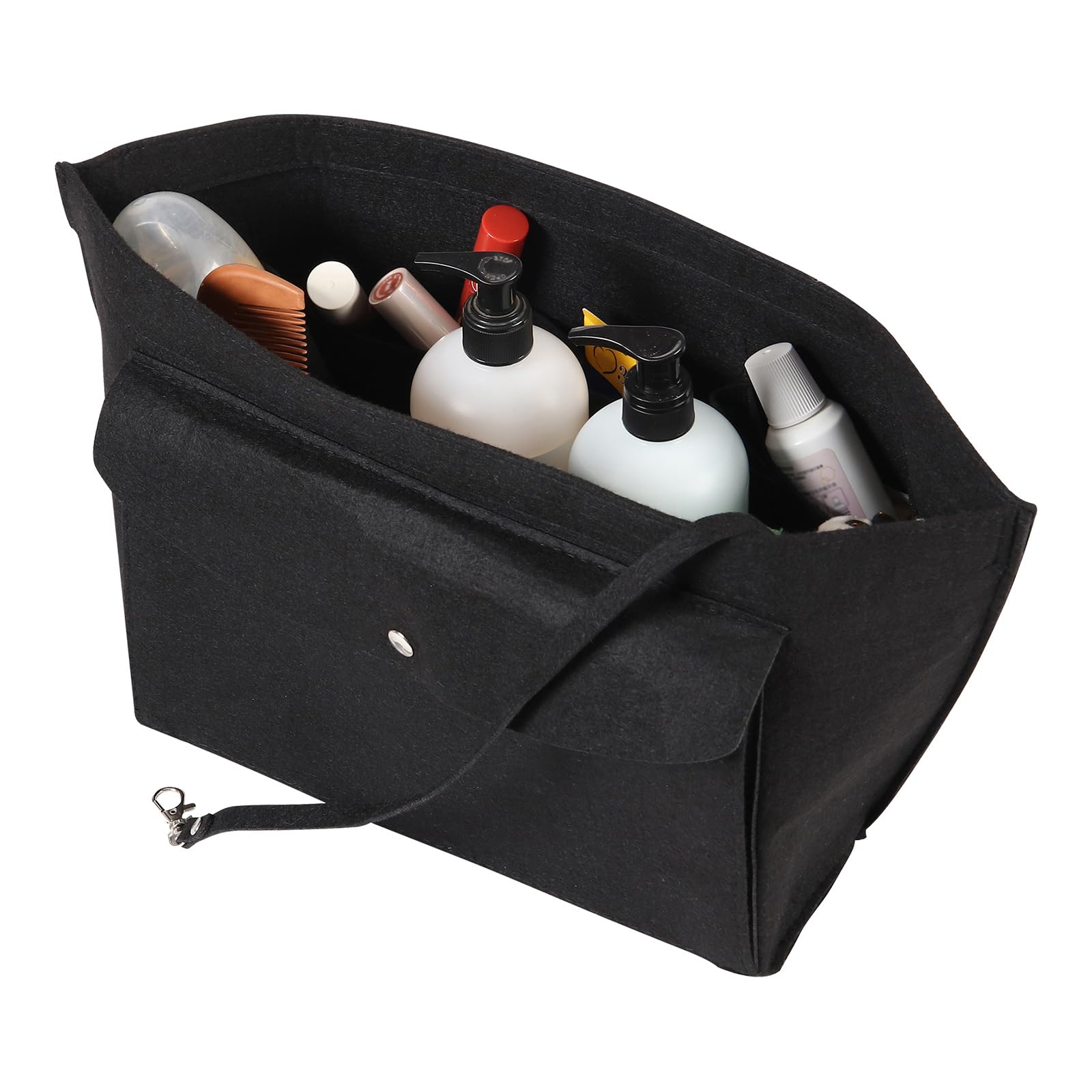 CskunxiaPurse Organizer Insert for Handbags, Multi-Pocket Felt Handbag Insert Tote Bag Travel Makeup Organizer, Black