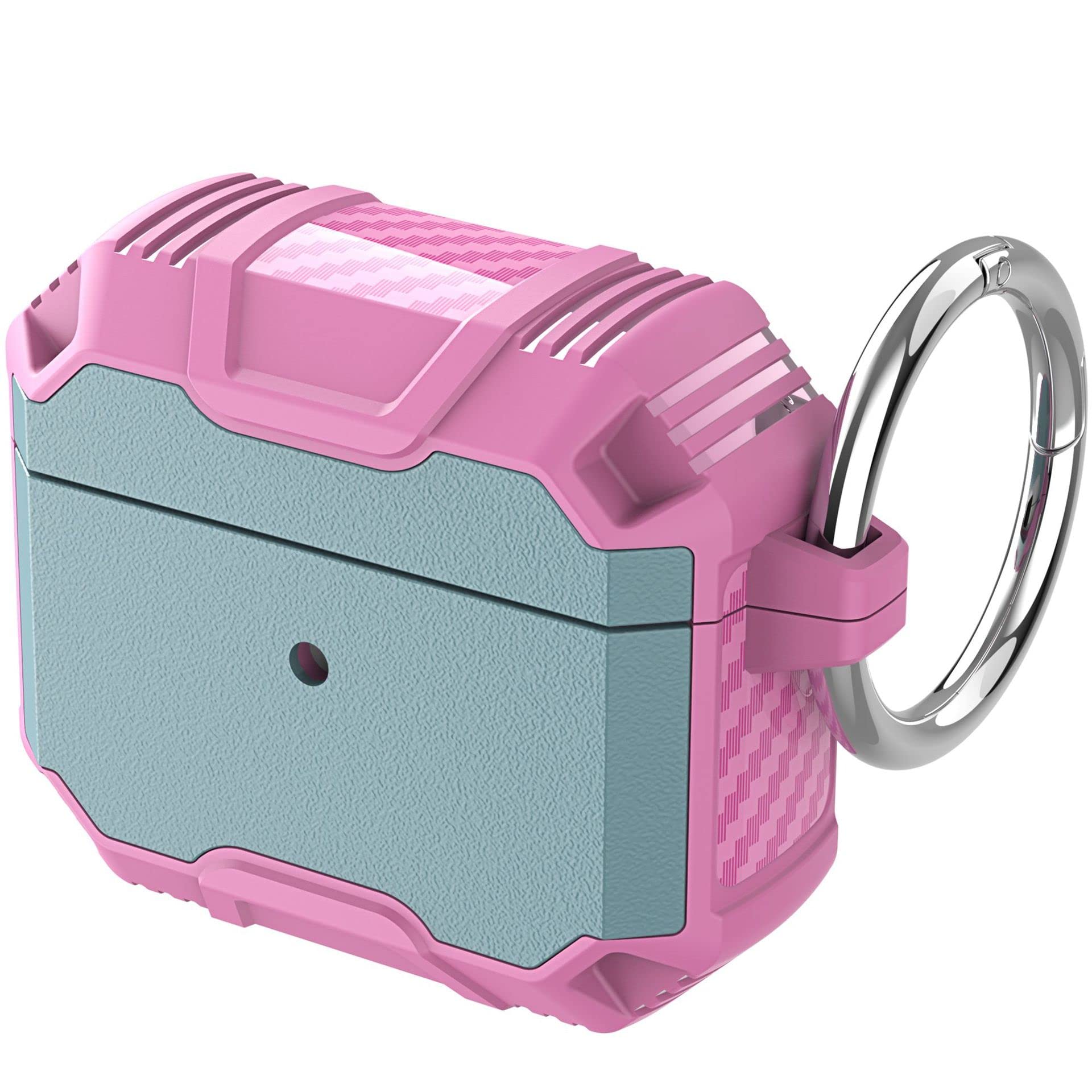 Case Compatible with AirPod 3rd Generation, Airpods Case Cover Protective, Sturdy Cover with Key Ring, LED Front Visible, Pink+Mint
