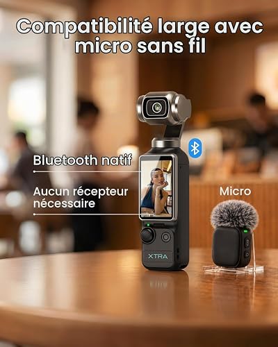 Xtra Muse Caméra de vlogging avec vidéo CMOS 1" et vidéo 4K/120 fps, caméra de poche avec stabilisateur à cardan à 3 axes, mise au point rapide, suivi visage/objet, caméra - 7