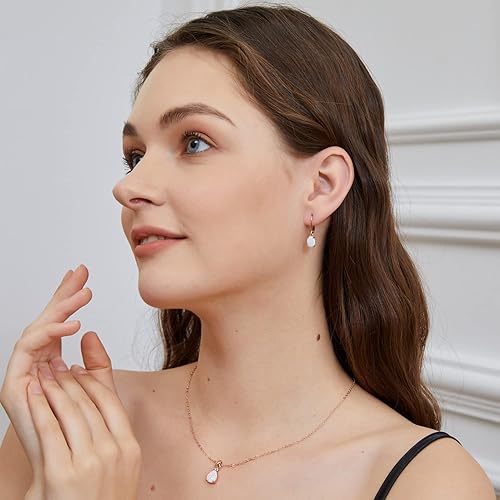 Miniatura 5 de Aretes de ópalo para mujer, chapados en oro blancoamarillorosa de 18 quilates, joyería hipoalergénica, regalos