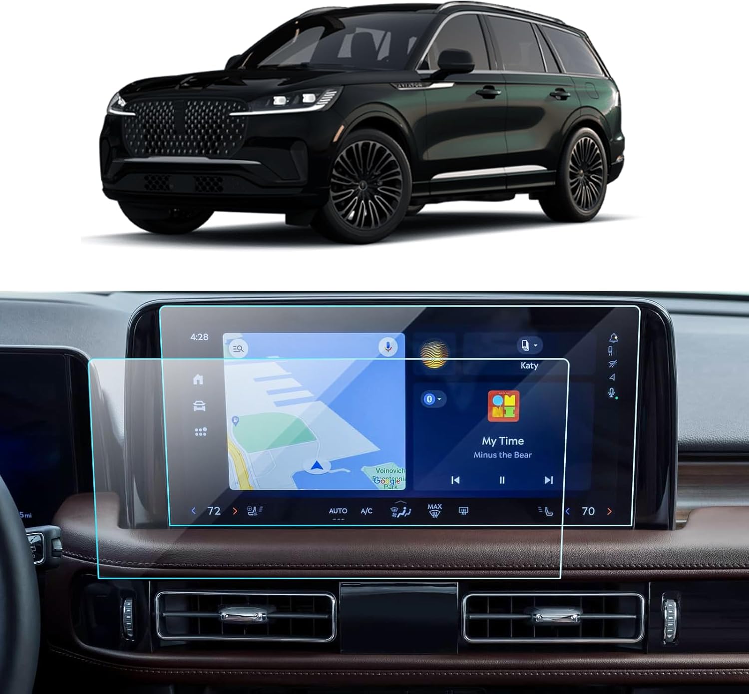 2PCS Car Screen Protector for 2025 Lincoln Aviator Premiere/Reserve/Black Label Accessories Navigation Nano Touchscreen Protector Film HD Clear Bubble Free 12.3”