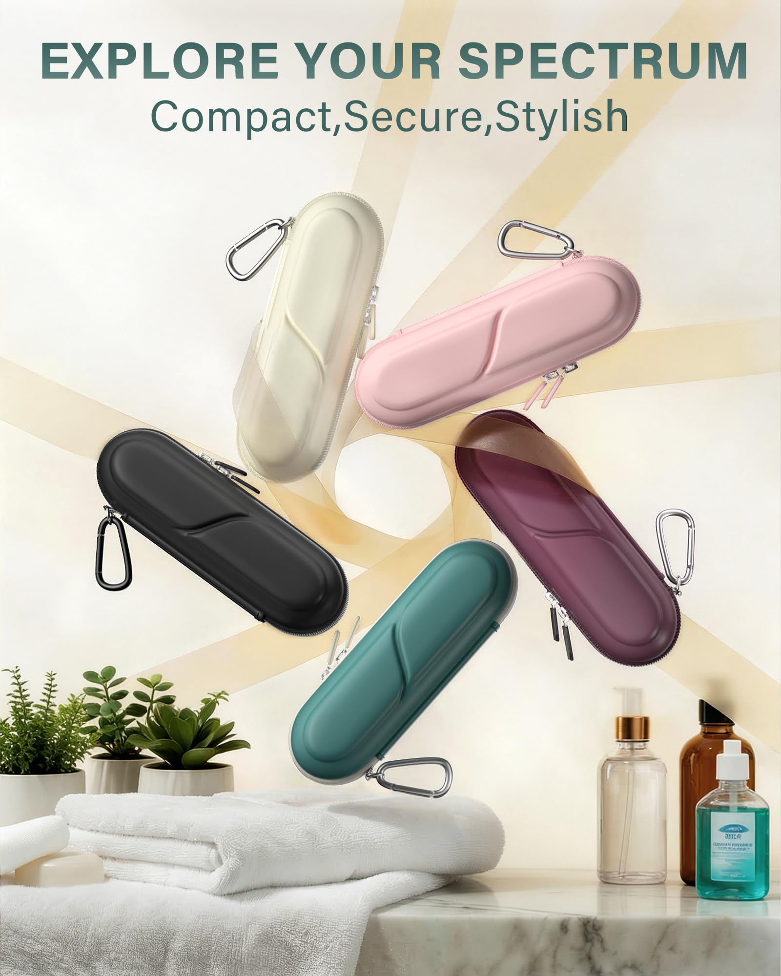 ProCase 歯ブラシケース 携帯用 コンパクトな旅行用 EVA製 Oral-B Philips対応 - ダークグリーン | 電動歯ブラシケース,アクセサリー収納付き,多機能,軽量,耐久性,持ち運び便利,出張や旅行に