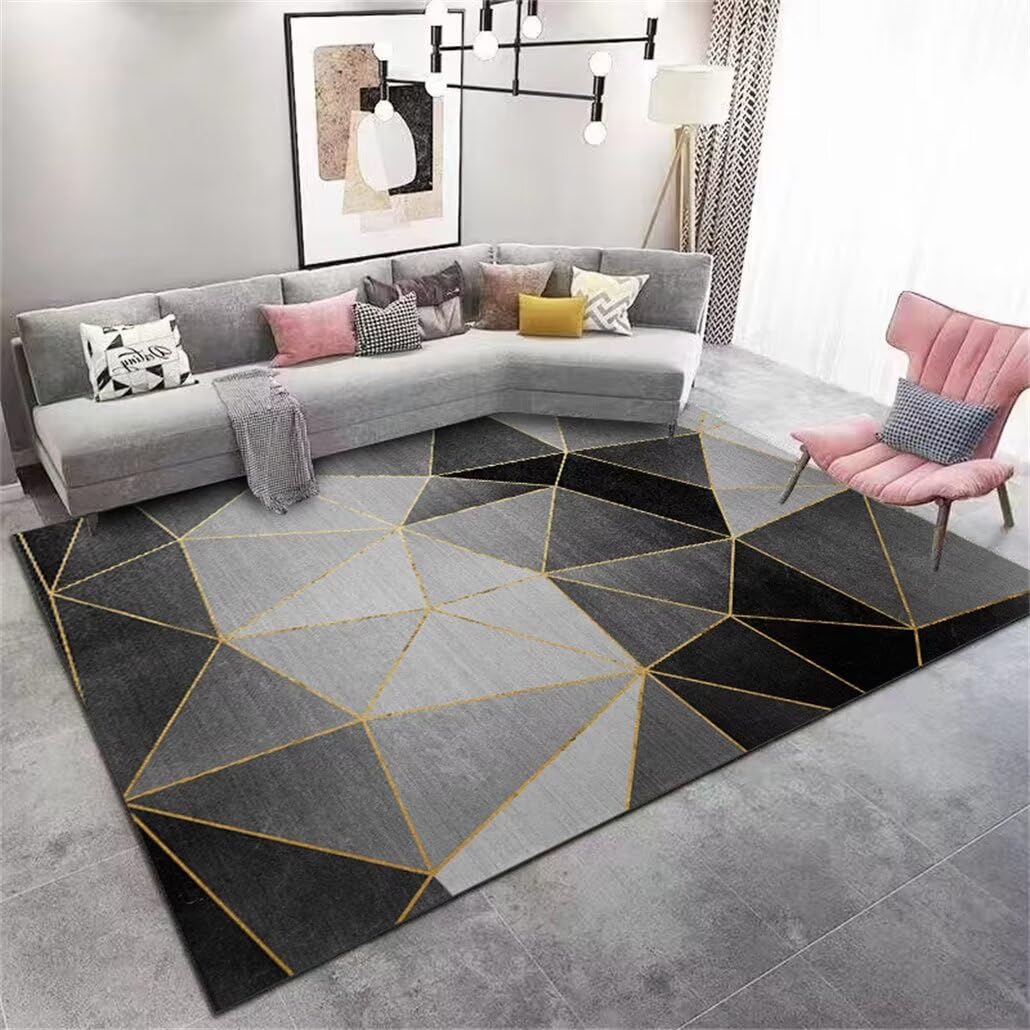 Tapis de chambre fille moderne géométrique gris 100x150 cm