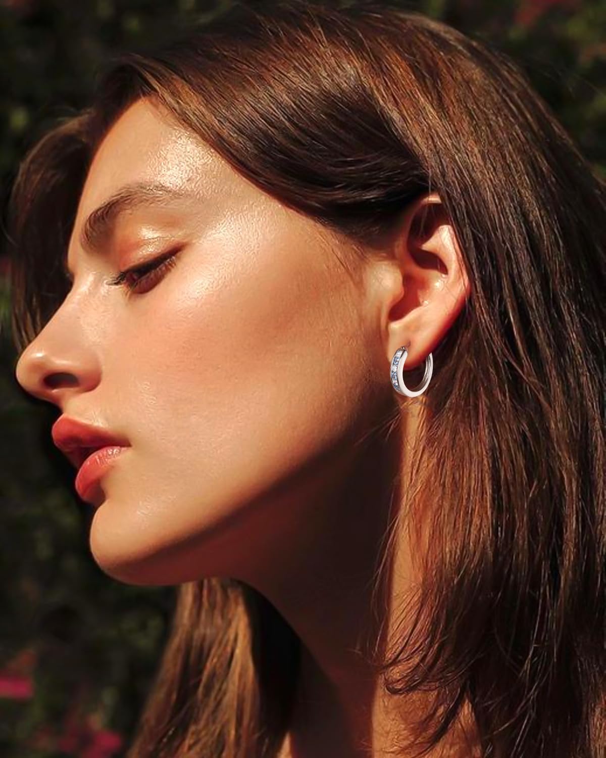 14K Gold Plated/925 Sterling Silver 18mm Birthstone Hoop Earrings for Women Hypoallergenic Lightweight Colorful Hoops (with Gift Box) - Image 4