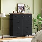 Somdot Dresser pour chambre avec 9 Tiroirs,Chest of Tiroirs avec plateau en bois,Dressing de chambre en tissu avec tiroirs de rangement pour le salon,Fermière,Entrée,Brun rustique noir