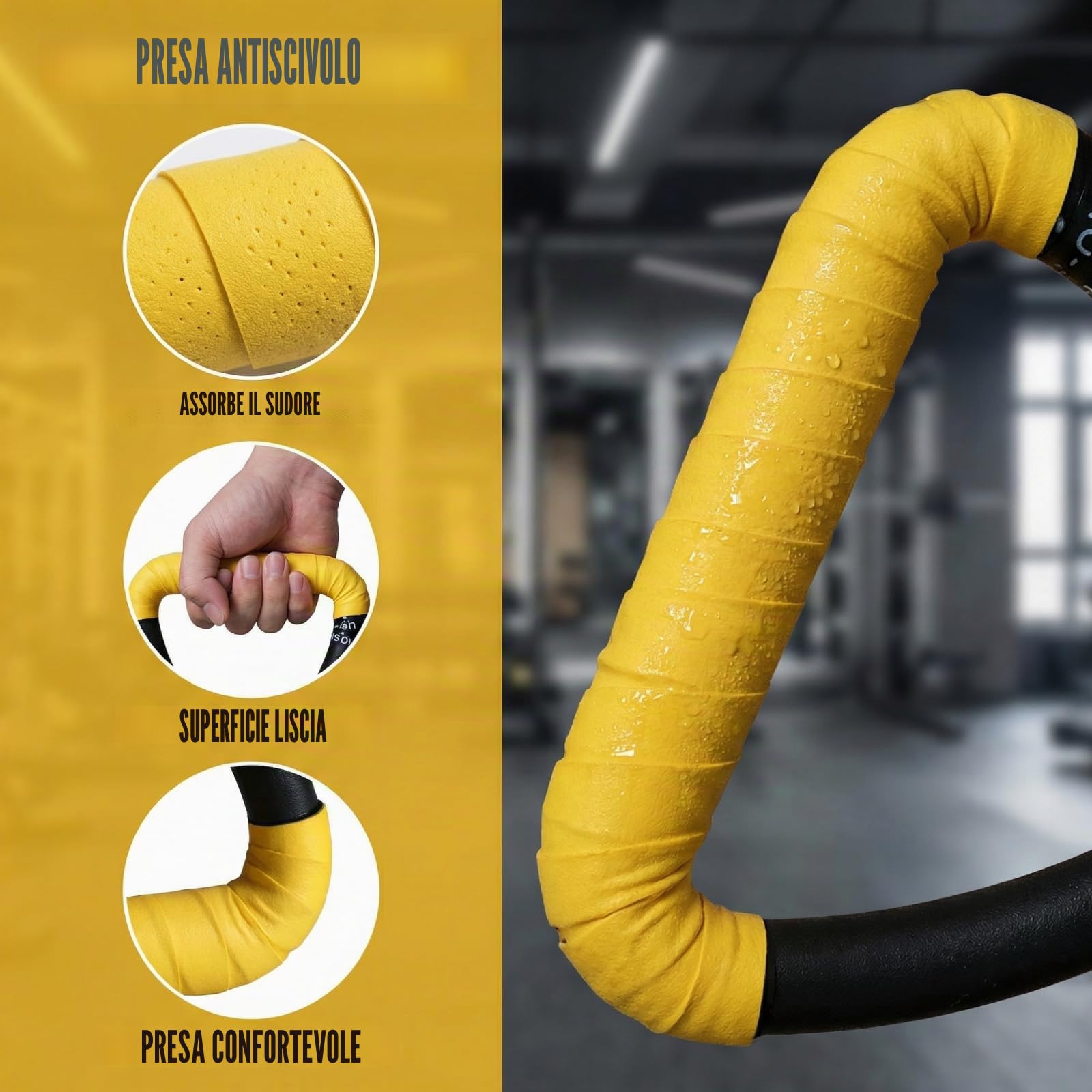 Grapelet, un paio di anelli per adulti, attrezzatura per fitness, anelli per trazioni, anelli per fitness per adulti senza barra forata con cordino per allenamenti a casa (Giallo)