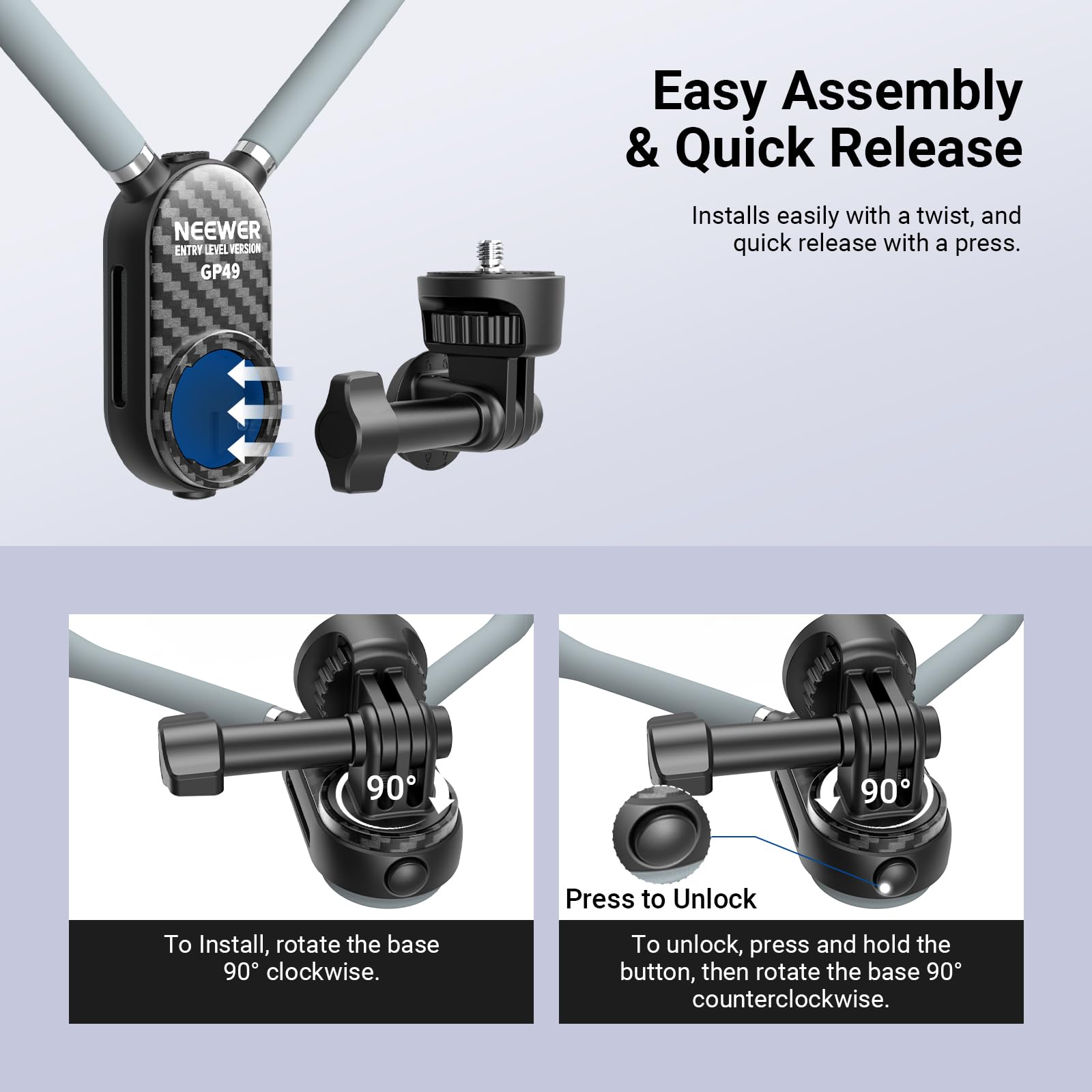 Neck Mount per GoPro DJI - Quick Release Accessori Video - Dettaglio